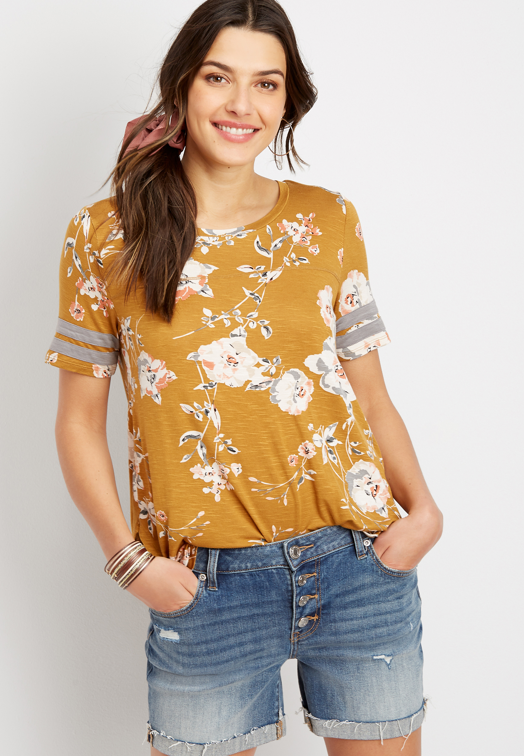 24/7 Floral Football Tee | maurices