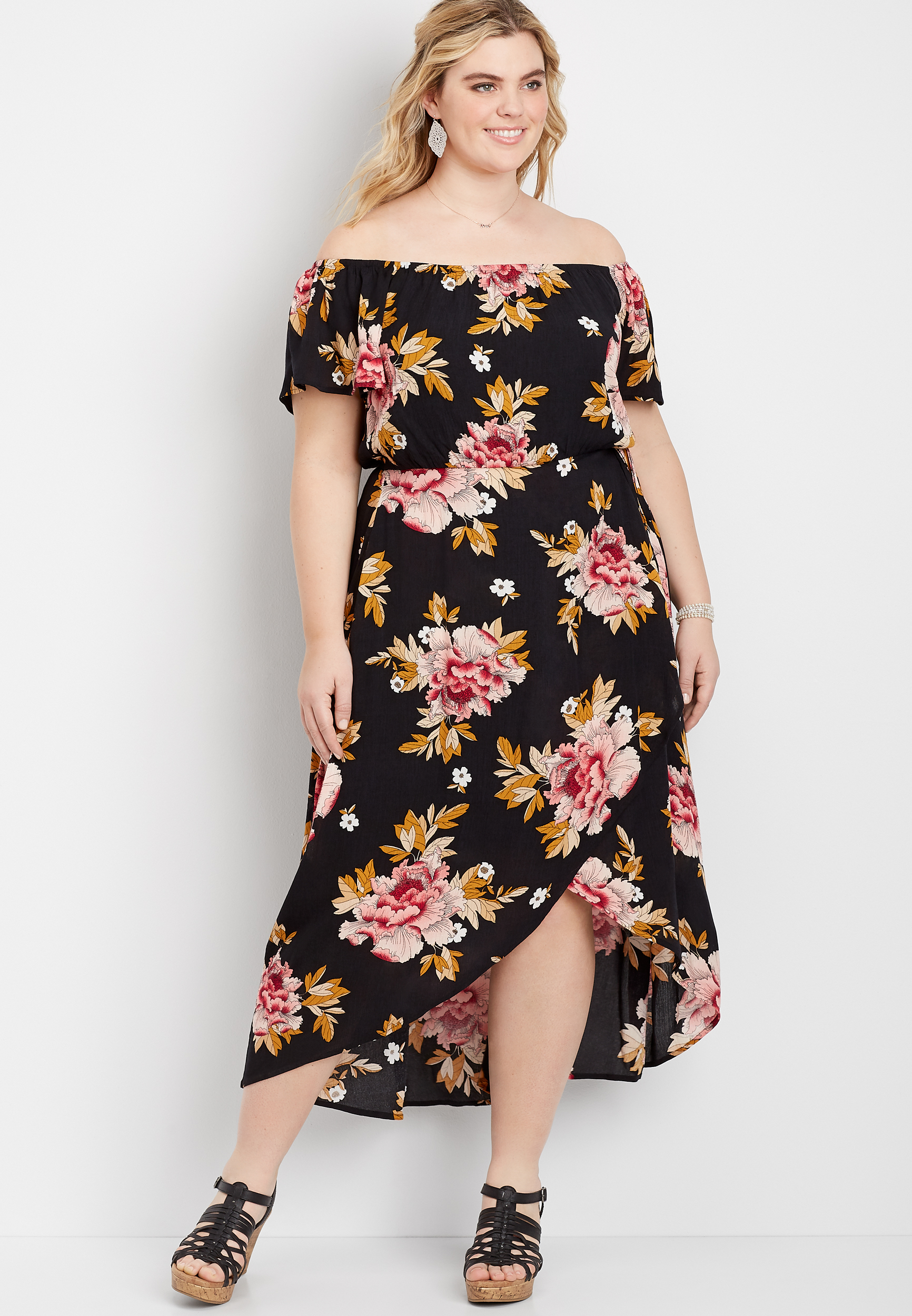 Plus Size Floral Wrap Maxi Dress | maurices