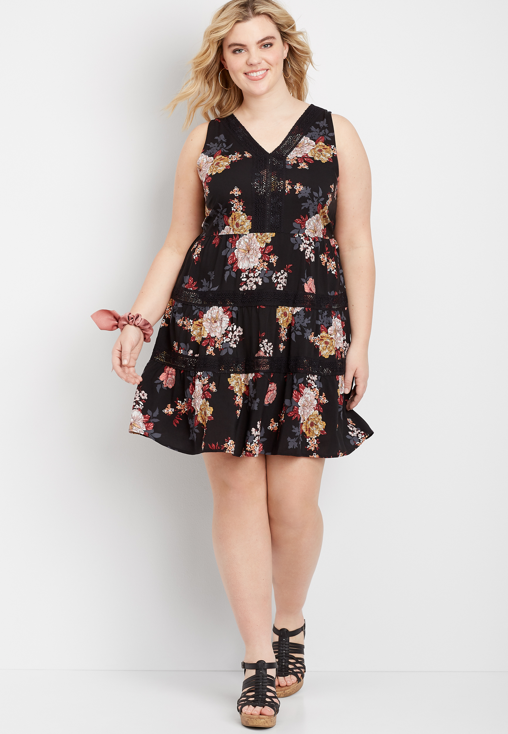 maurices black floral dress