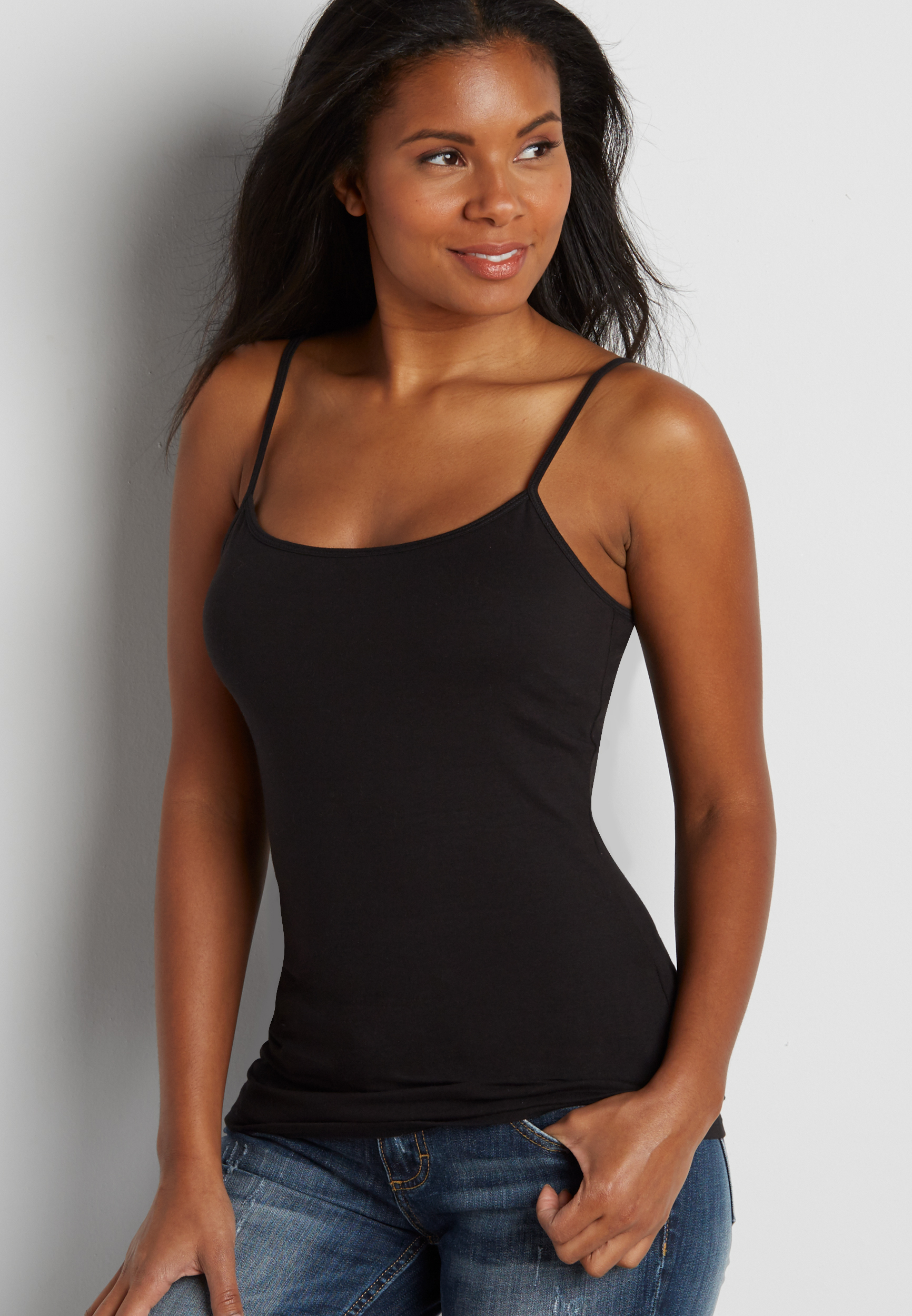 cami with built-in bra in black | maurices