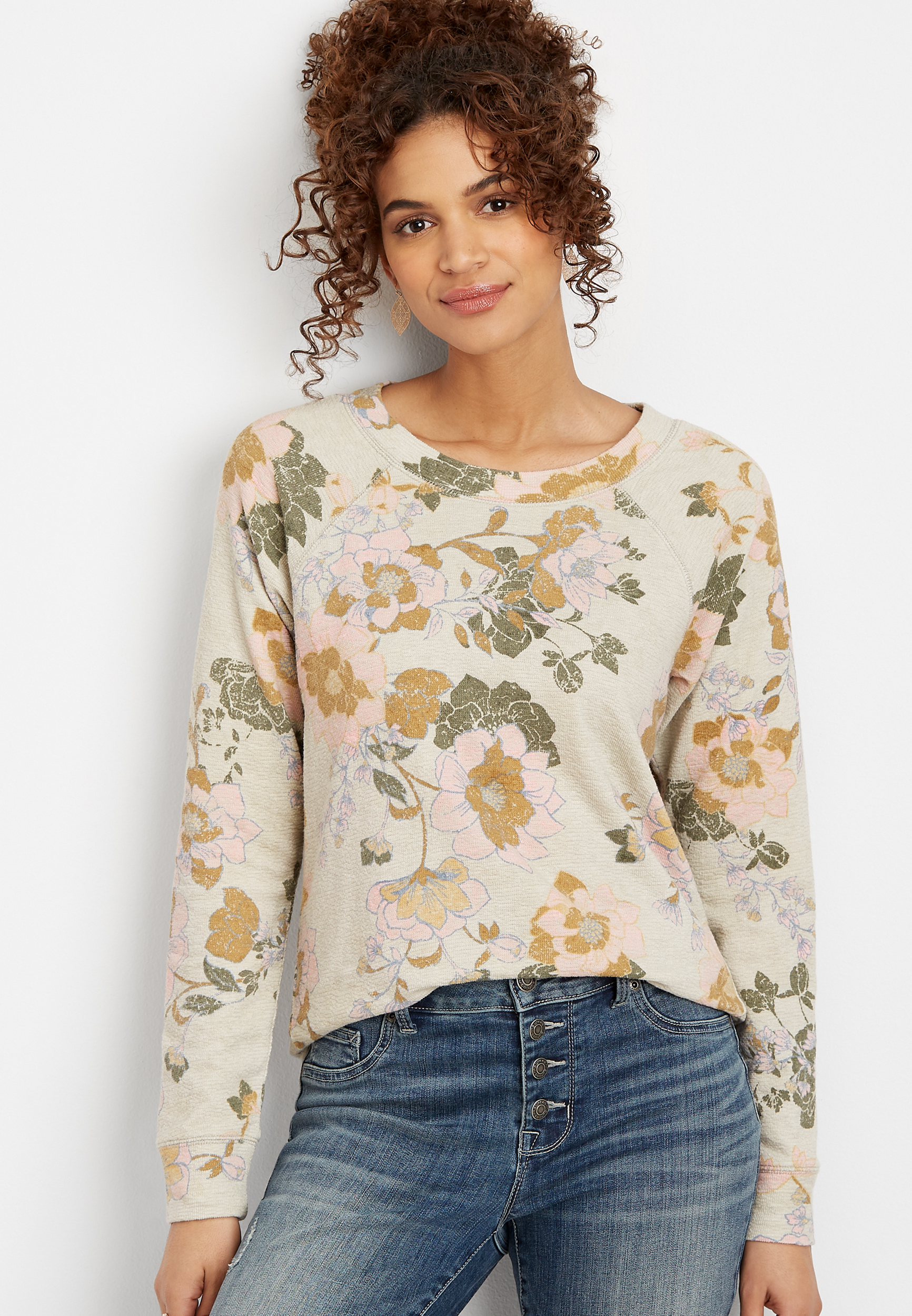 Floral Crew Neck Pullover | maurices