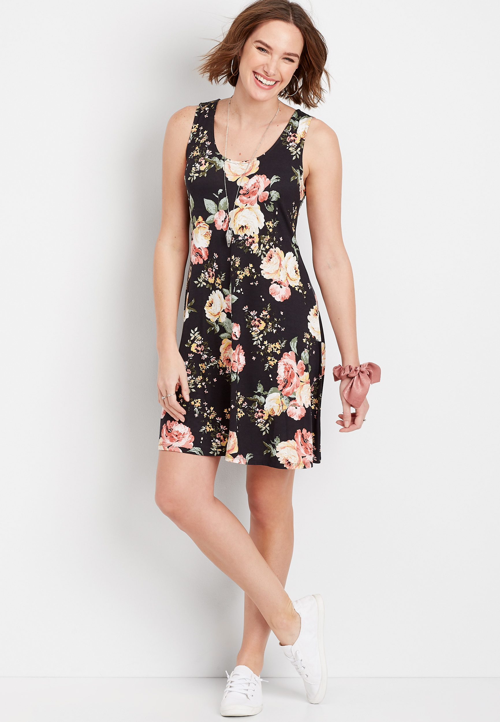 24/7 Floral Strappy Back Dress | maurices