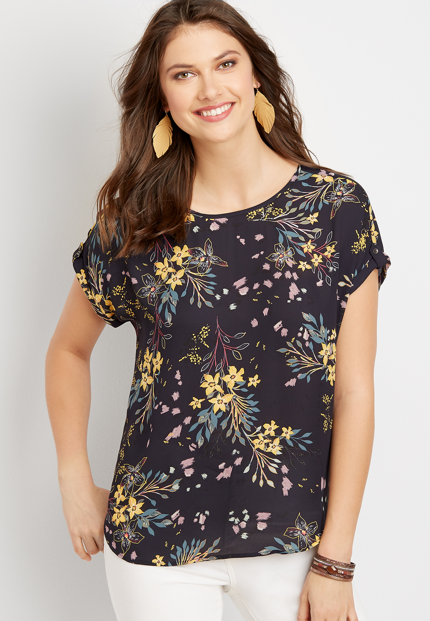 Floral Zipper Back Blouse | maurices