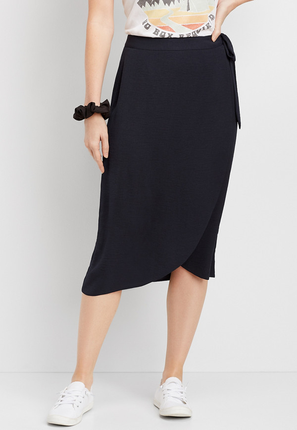 Navy Wrap Skirt | maurices
