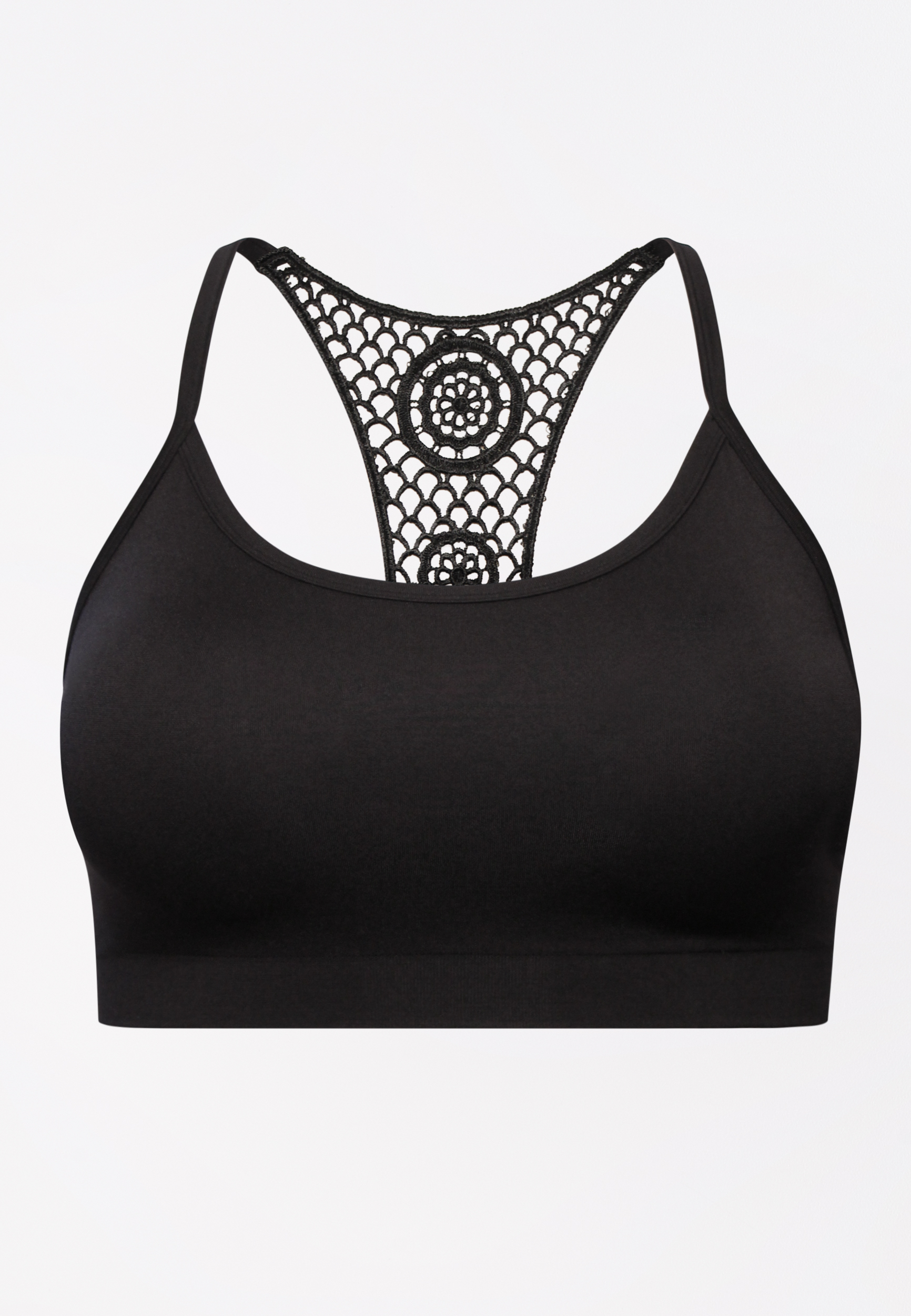 Plus Size Black Seamless Crochet Back Bralette | maurices