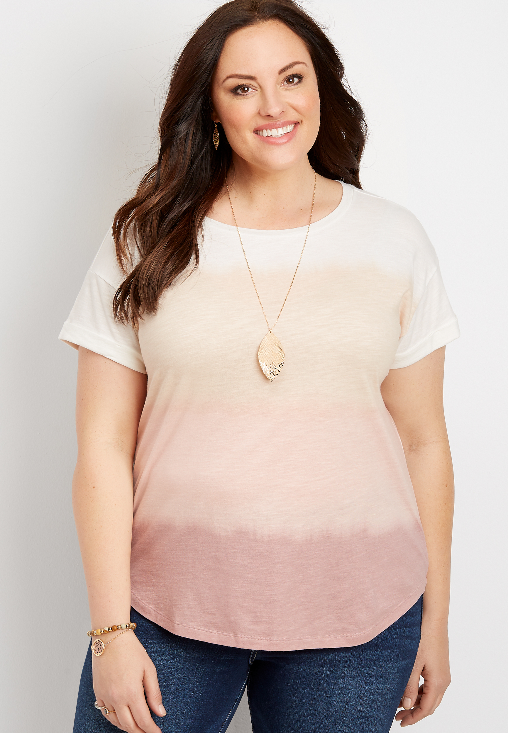 Plus Size 24/7 Ombre Tie Dye Drop Shoulder Tee maurices