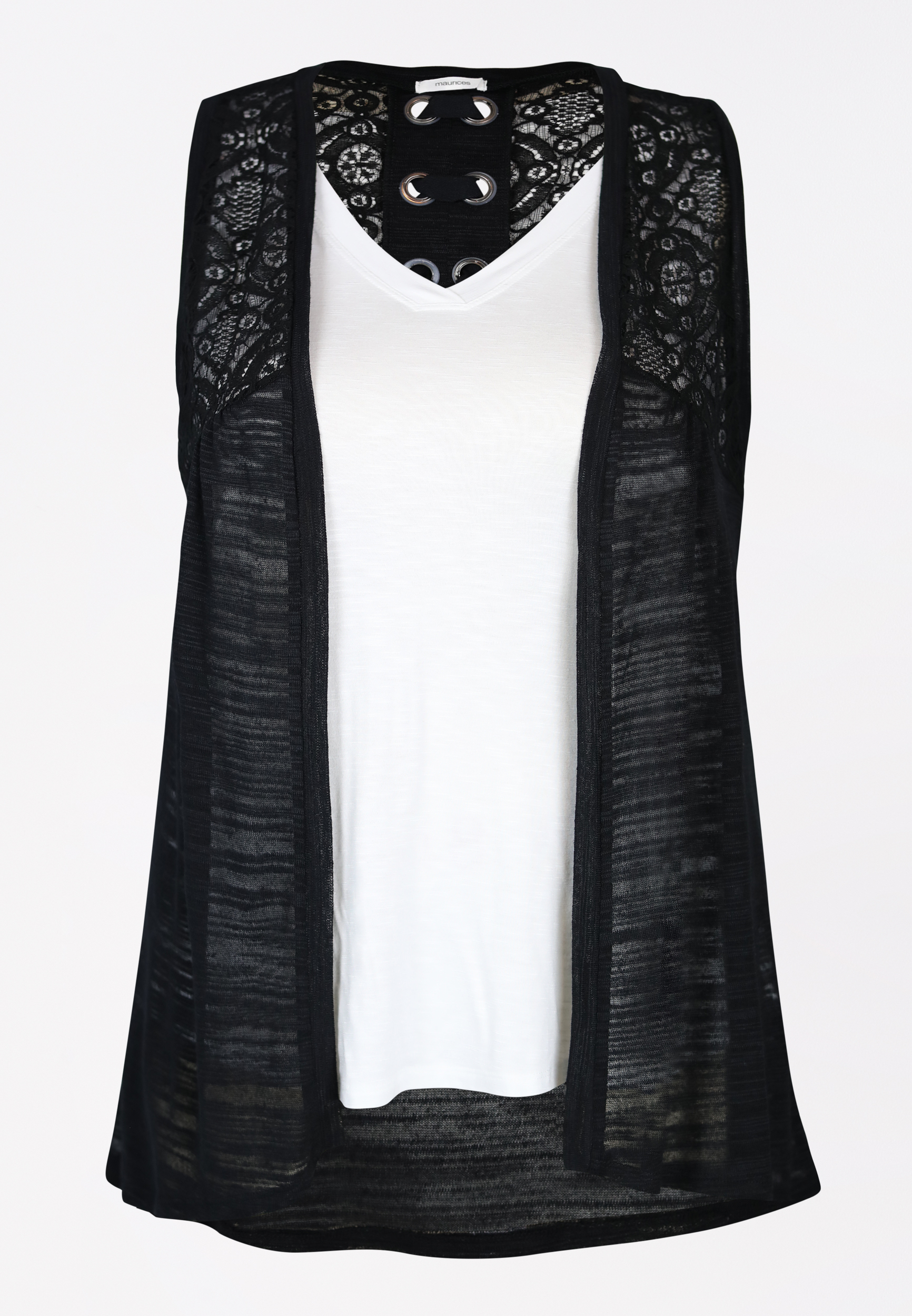 Plus Size Black Grommet Lace Up Back Vest maurices