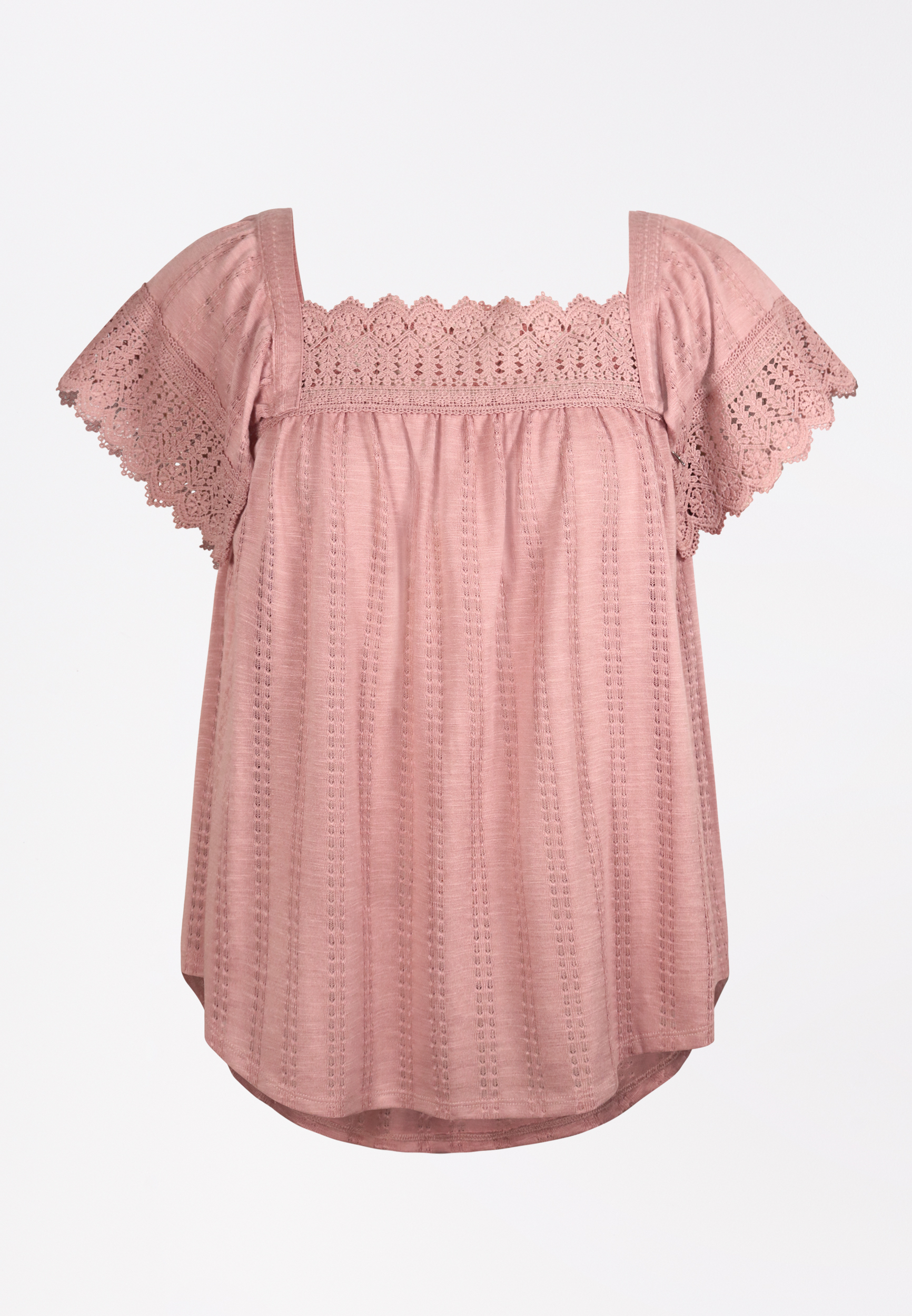 Pink Crochet Trim Square Neck Top | maurices