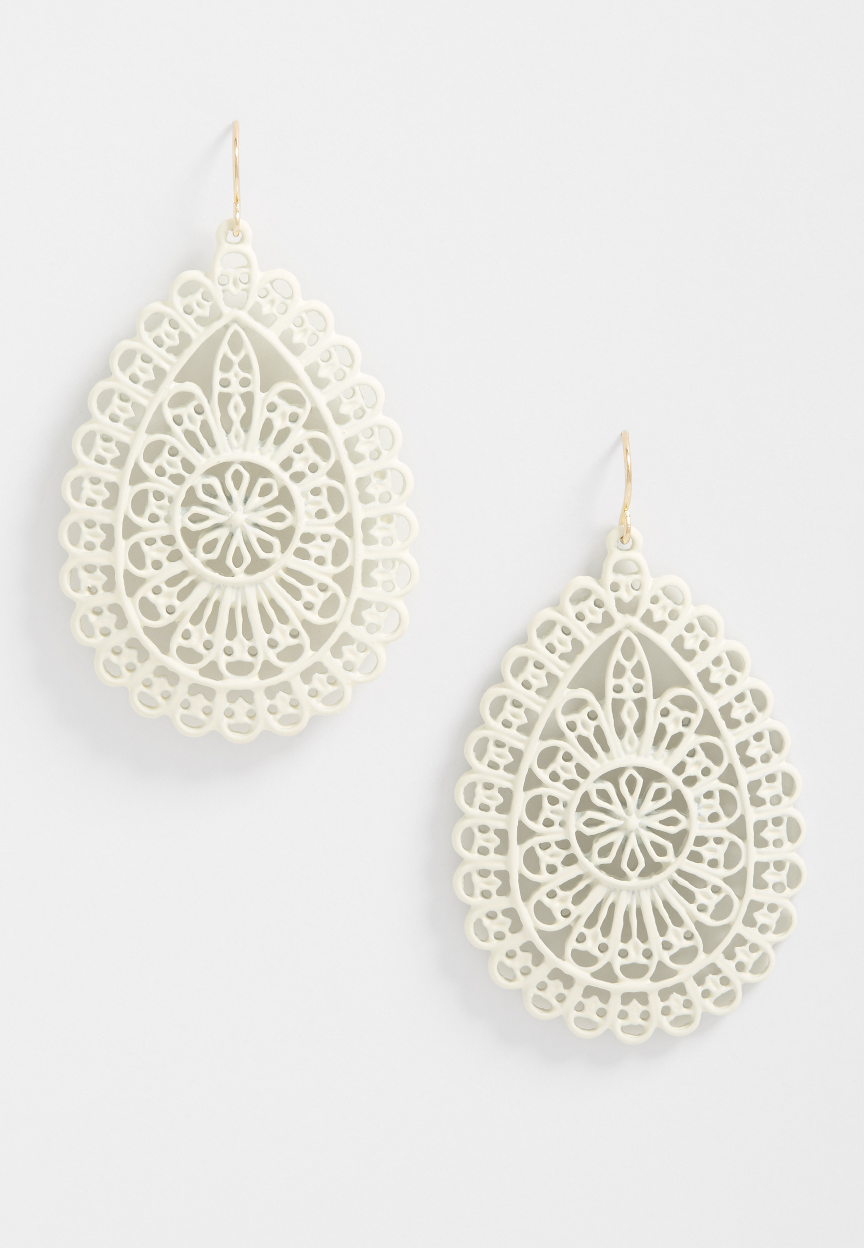 Ivory Cut Out Drop Earrings | maurices