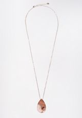Teardrop Wooden Pendant Necklace, , small