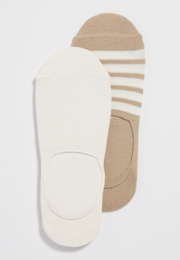 no-show socks with grips and stripes in hazel wood - 2 pack | maurices