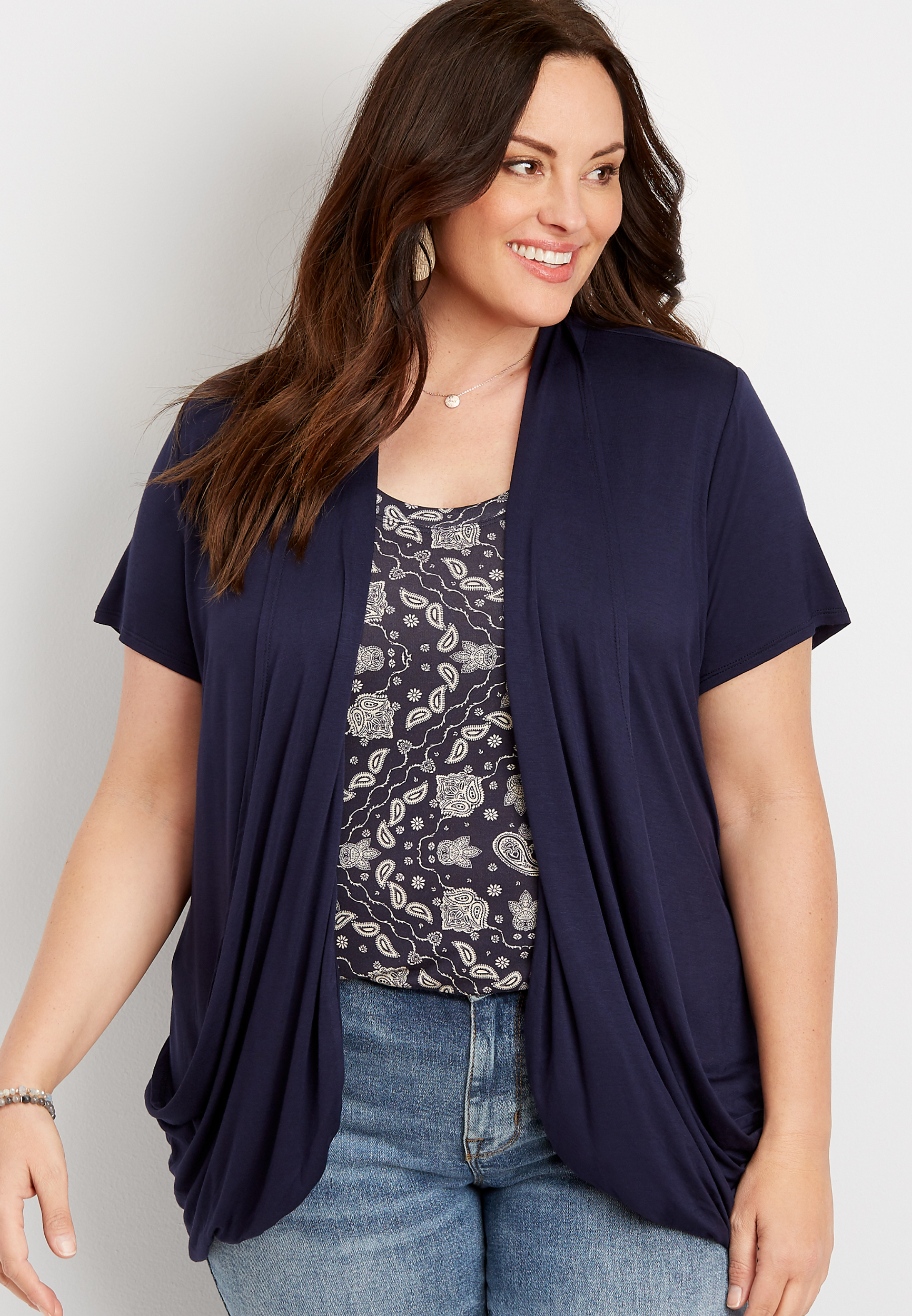navy blue cardigan plus size