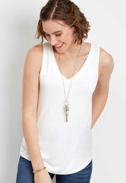 24/7 Flawless Solid V Neck Tank