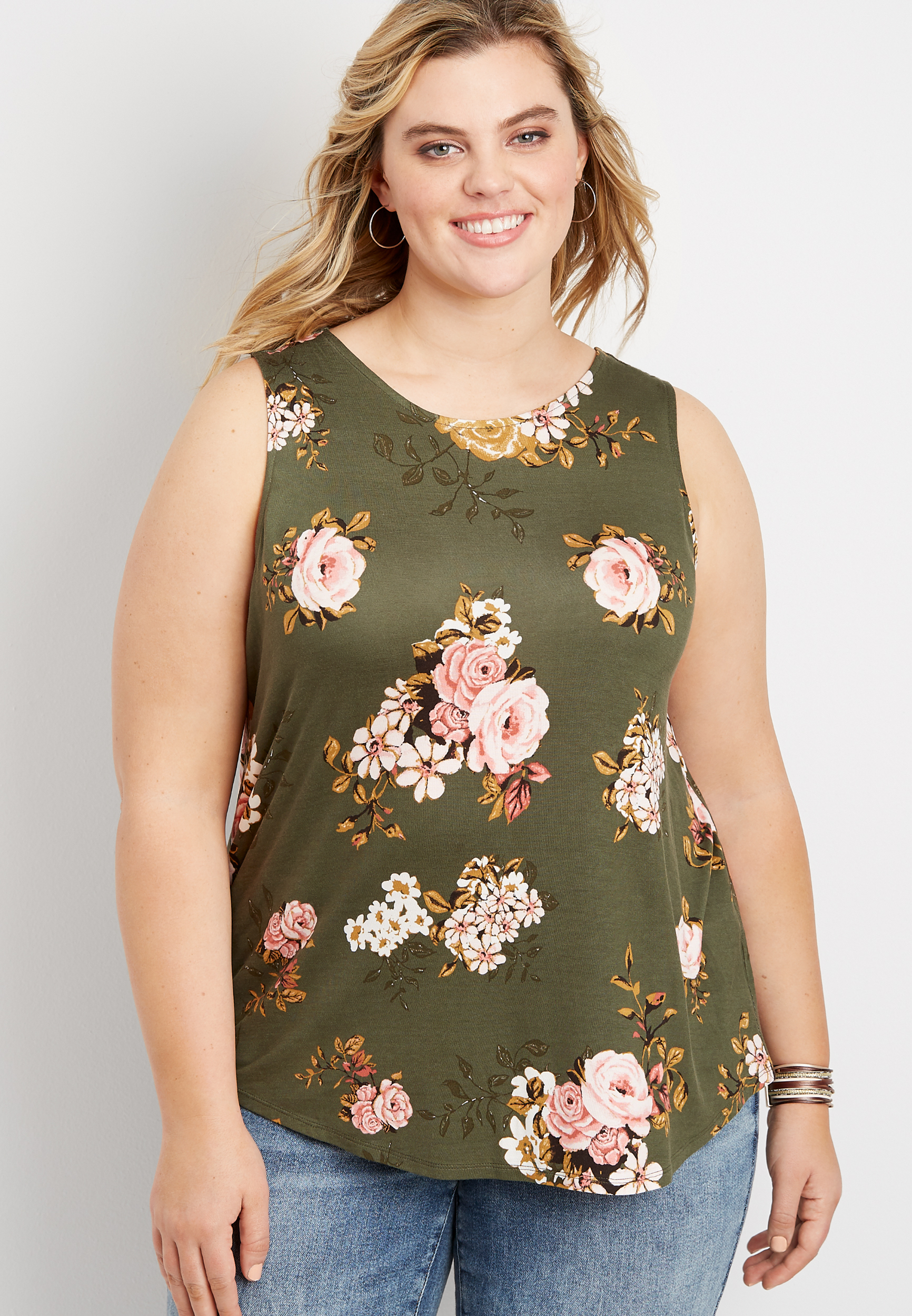 Plus Size 24/7 Floral Strappy Back Tank | maurices