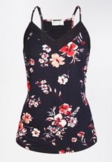 24/7 Floral Crochet Trim Tank Top, C2769, small