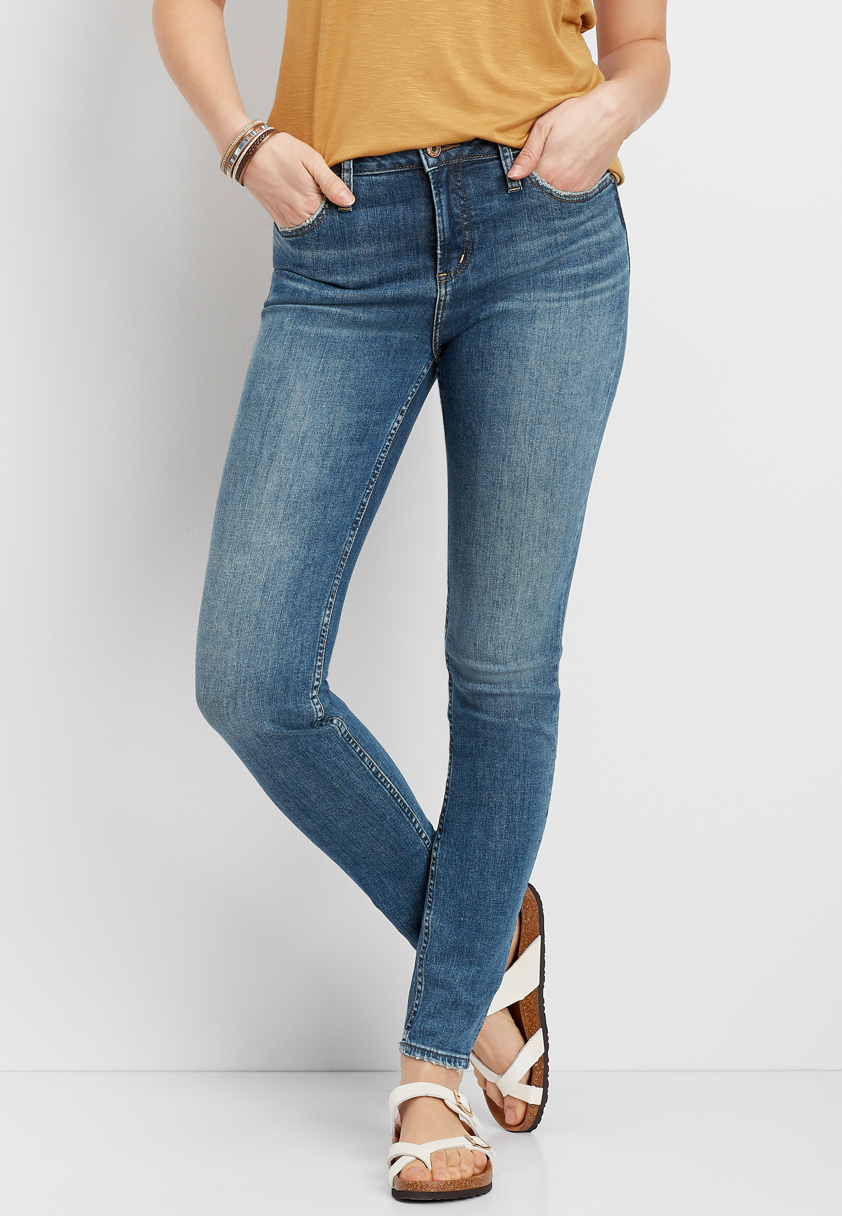 silver high rise jeans