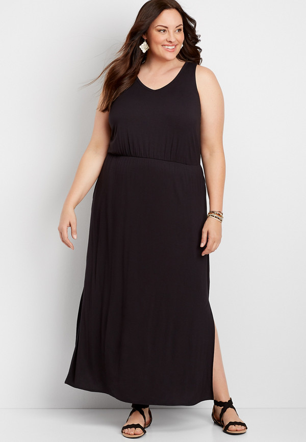 Plus Size Black Strappy Back Maxi Dress | maurices