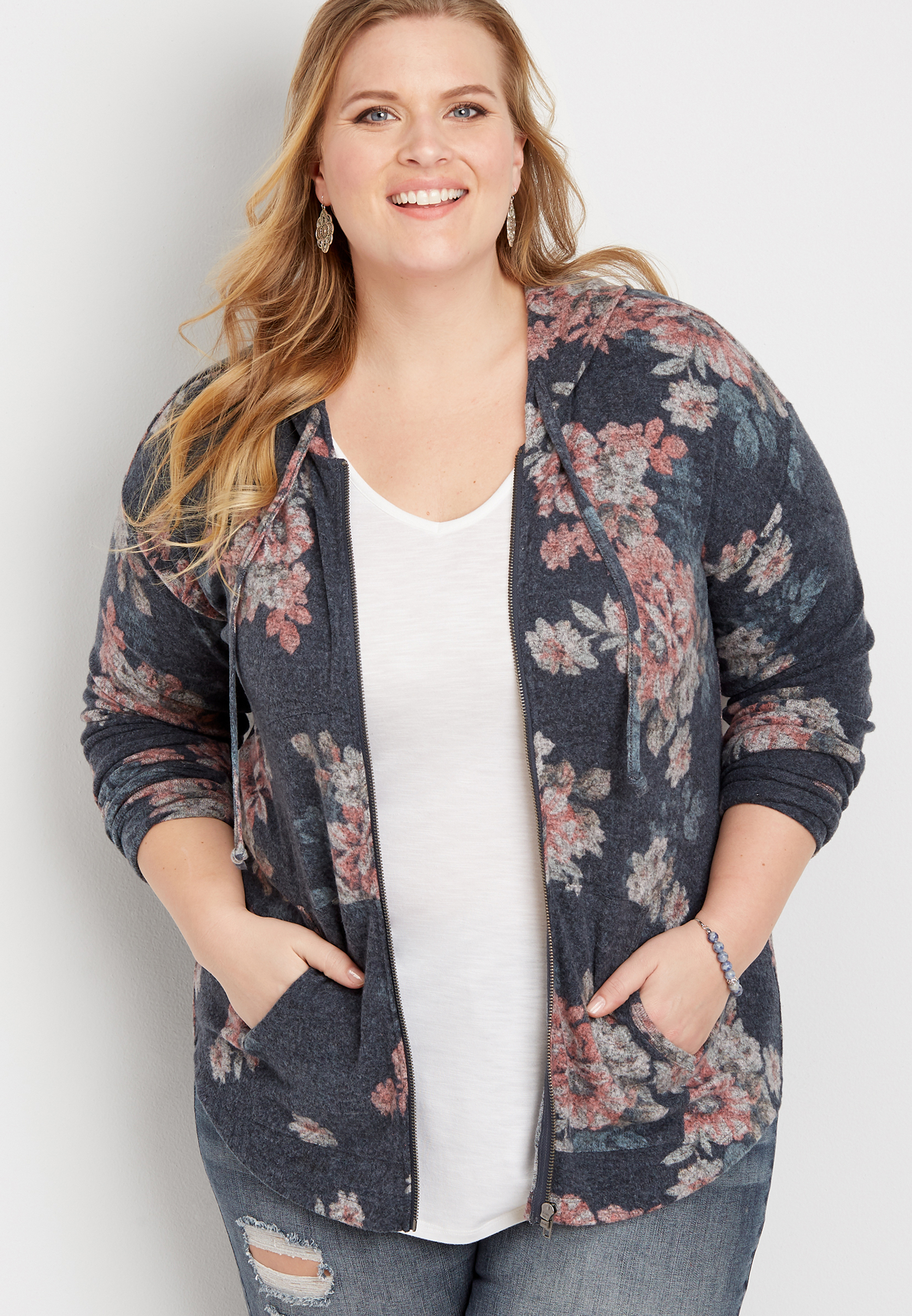 plus size floral hoodie