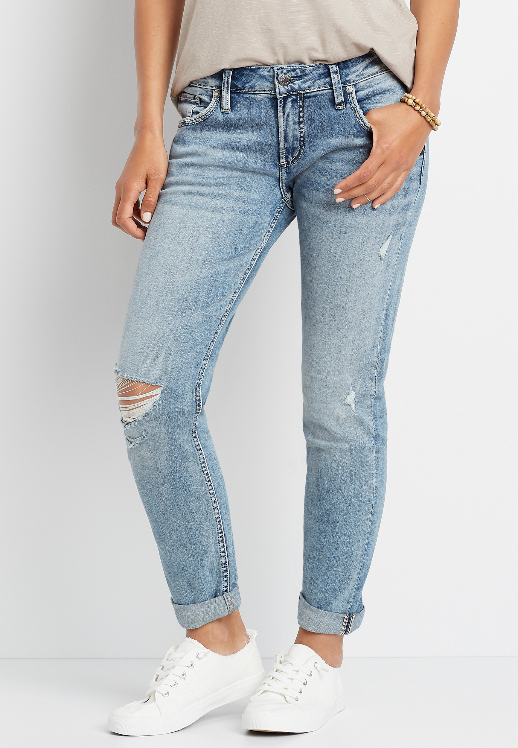 maurices silver boyfriend jeans