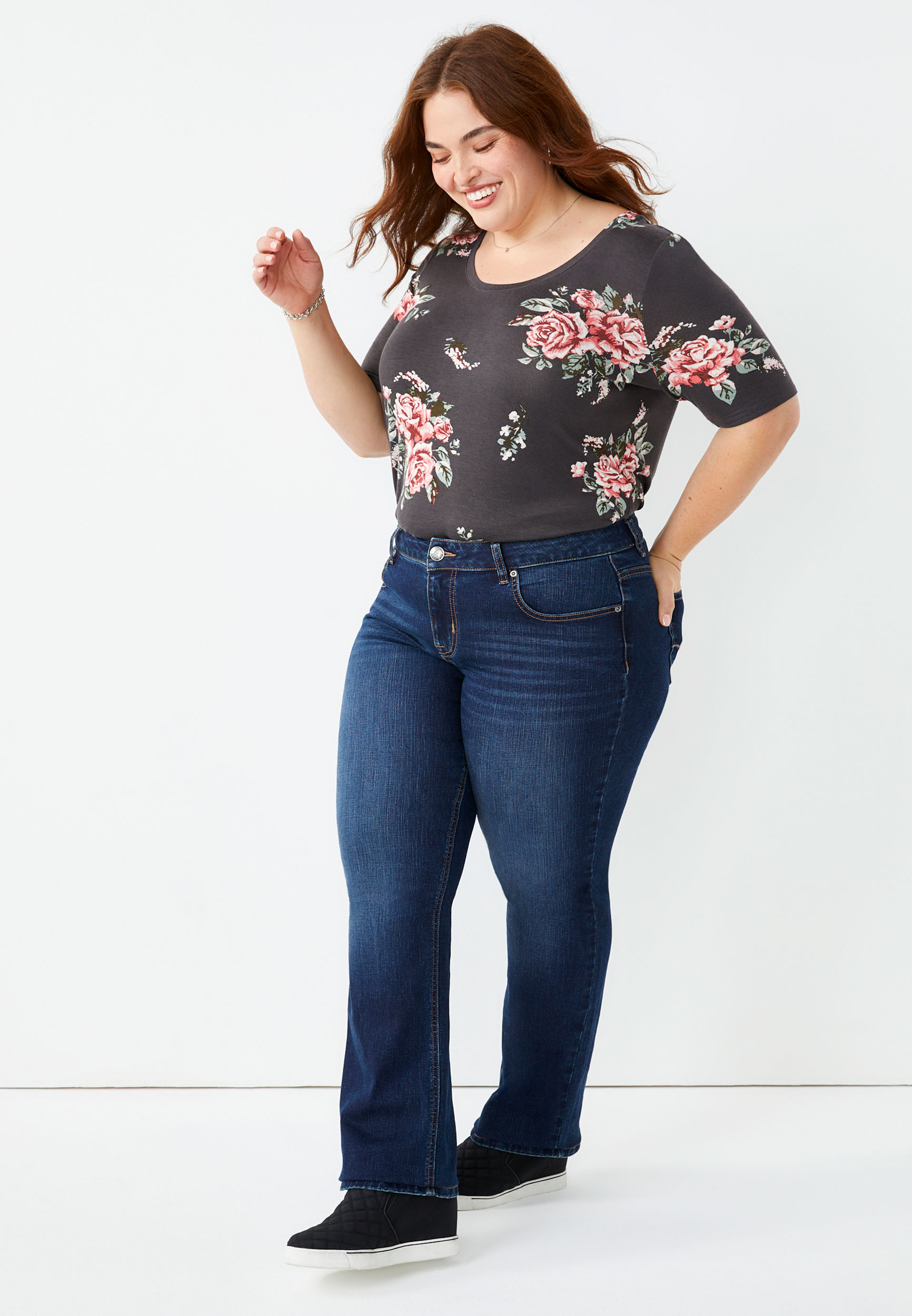 Plus Size m jeans by maurices&trade; Classic Slim Boot Mid Rise Jean, , large
