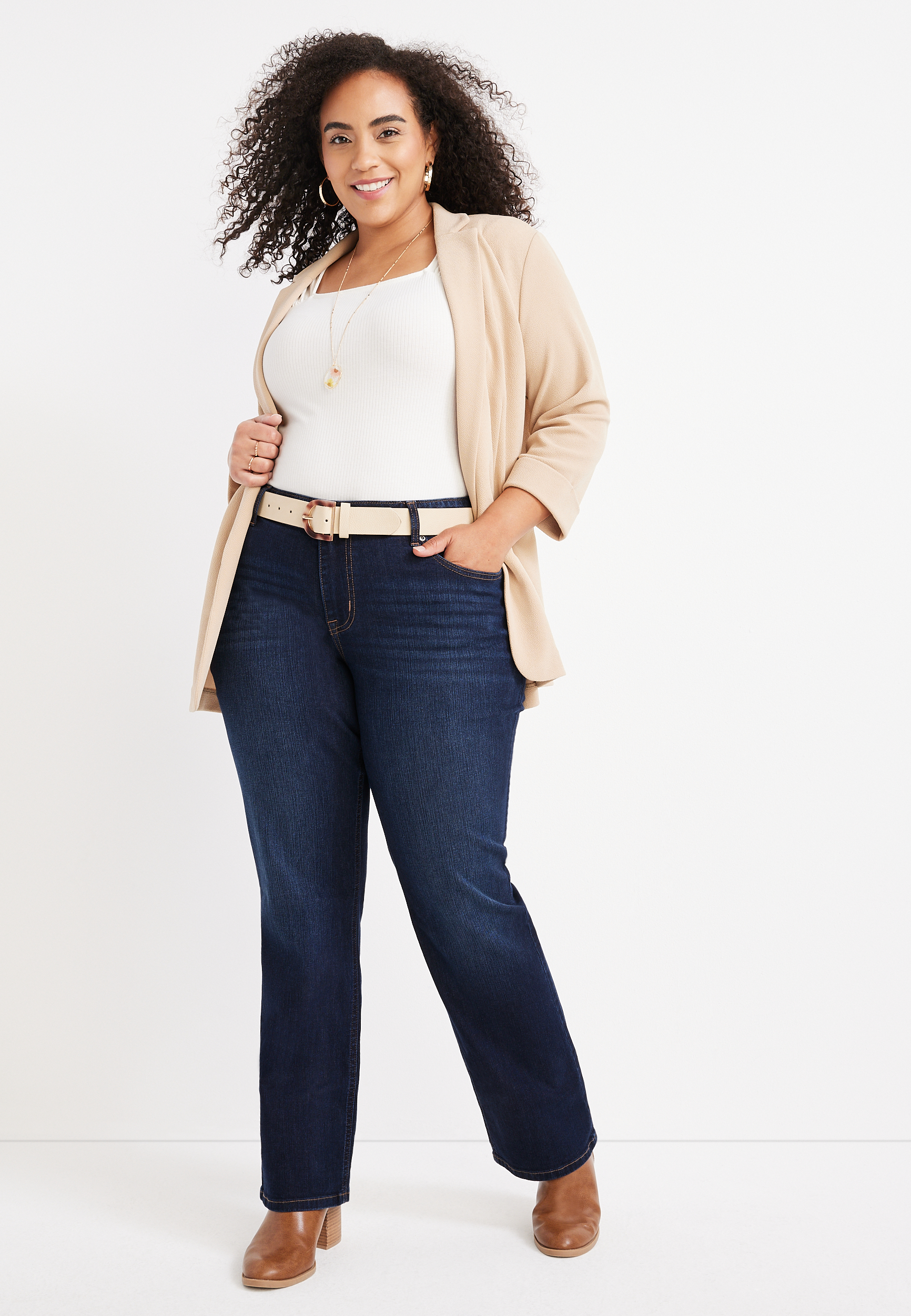 Plus Size m jeans by maurices&trade; Classic Slim Boot Mid Rise Jean, , small