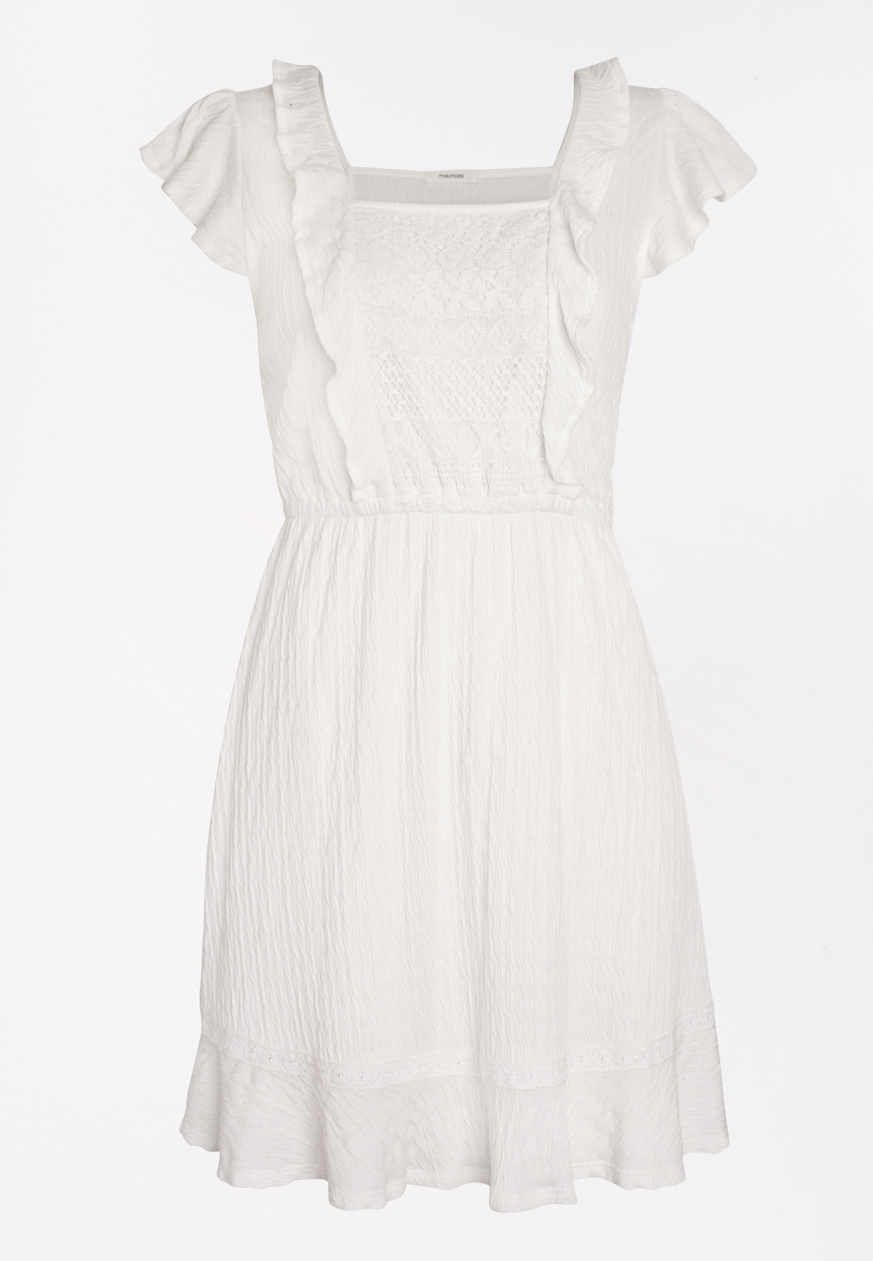 White Lace Front Skater Dress | maurices