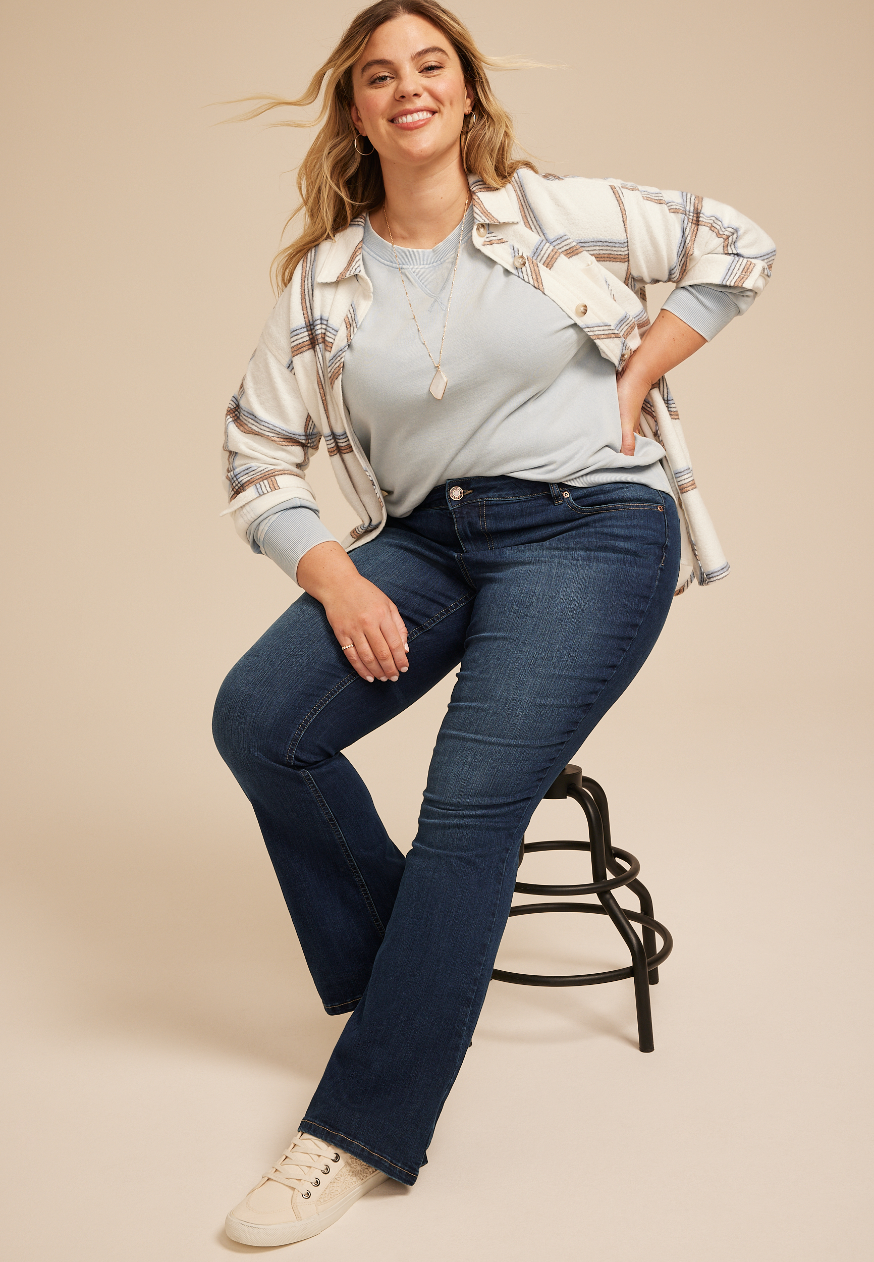 Plus Size m jeans by maurices&trade; Classic Flare Mid Rise Jean, C258, large