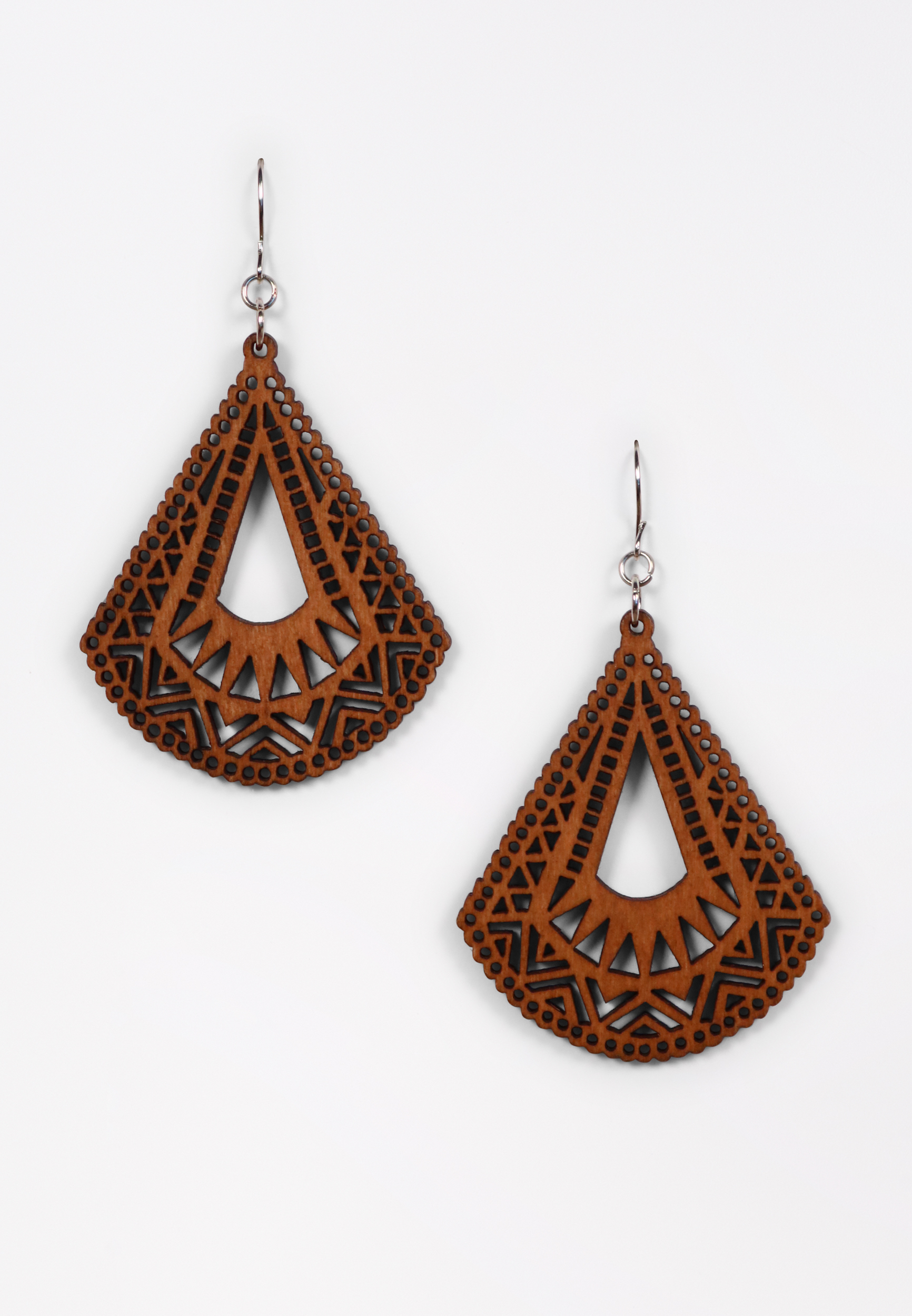 Triangle Wood Cut Out Drop Earrings | maurices