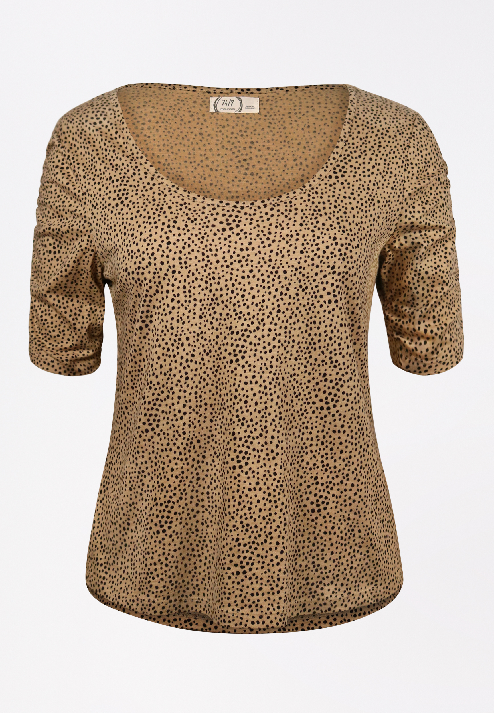 24/7 Animal Print Rouched Sleeve Tee | maurices