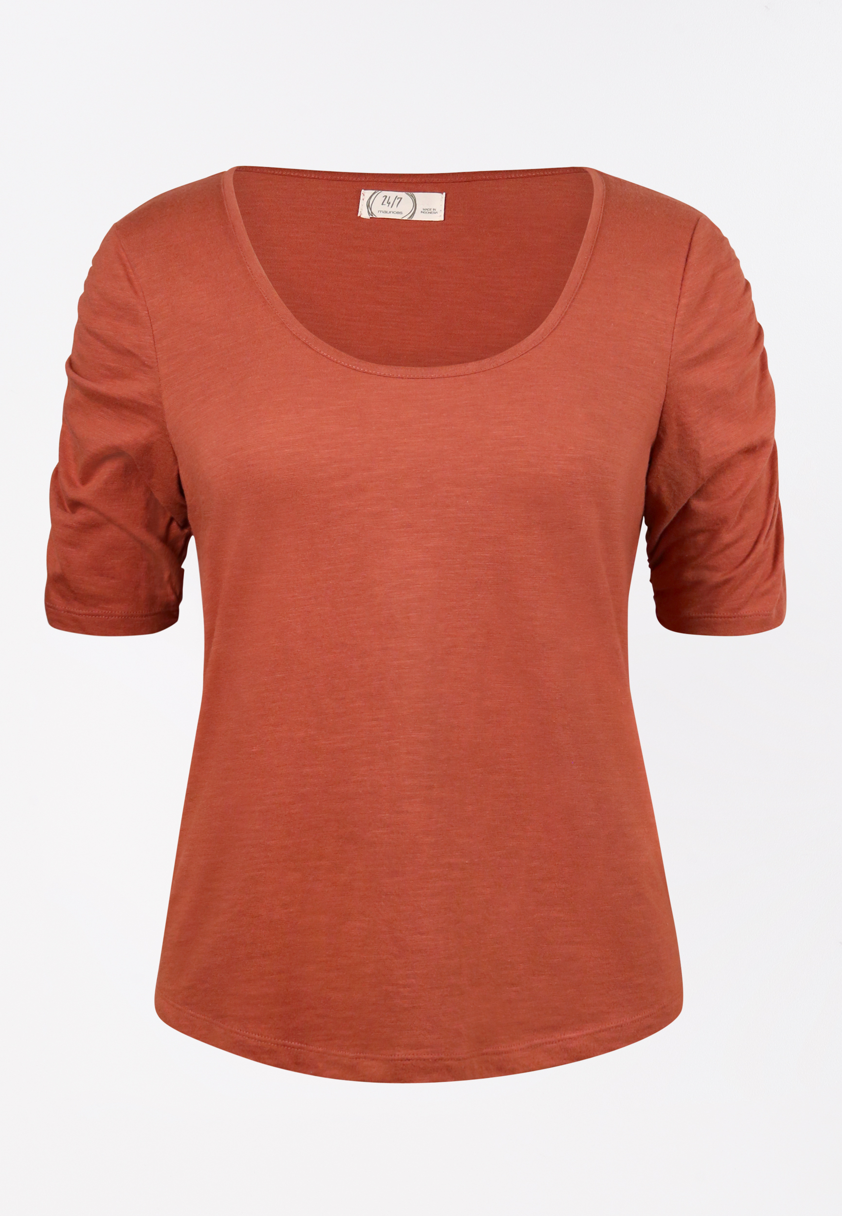 24/7 Solid Rouched Sleeve Tee | maurices