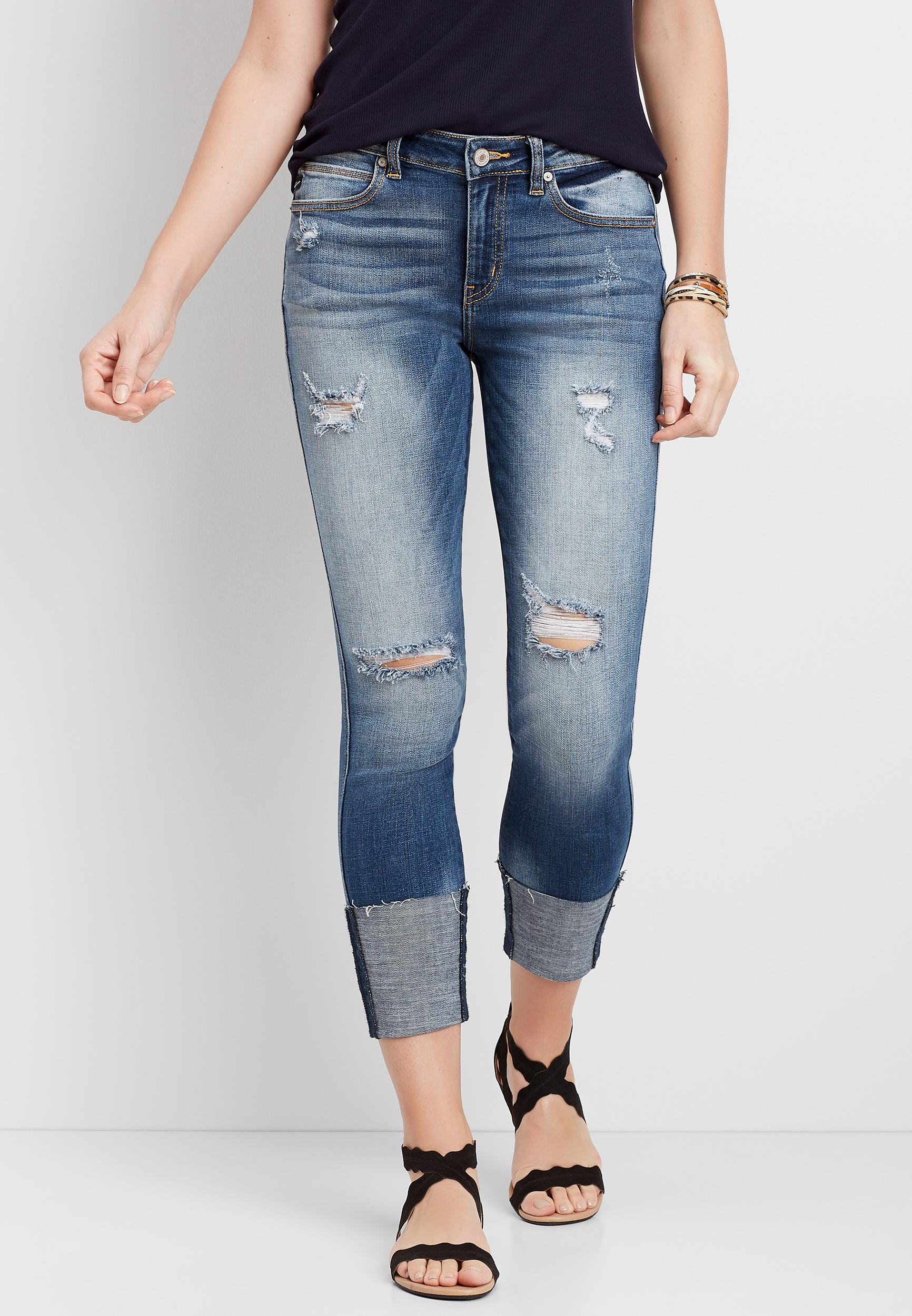 KanCan™ Dark Wash Cuffed Skinny Ankle Jean | maurices