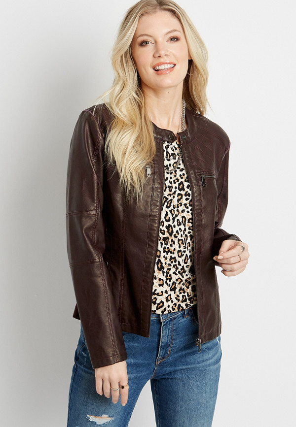 Quilted Faux Leather Jacket | maurices