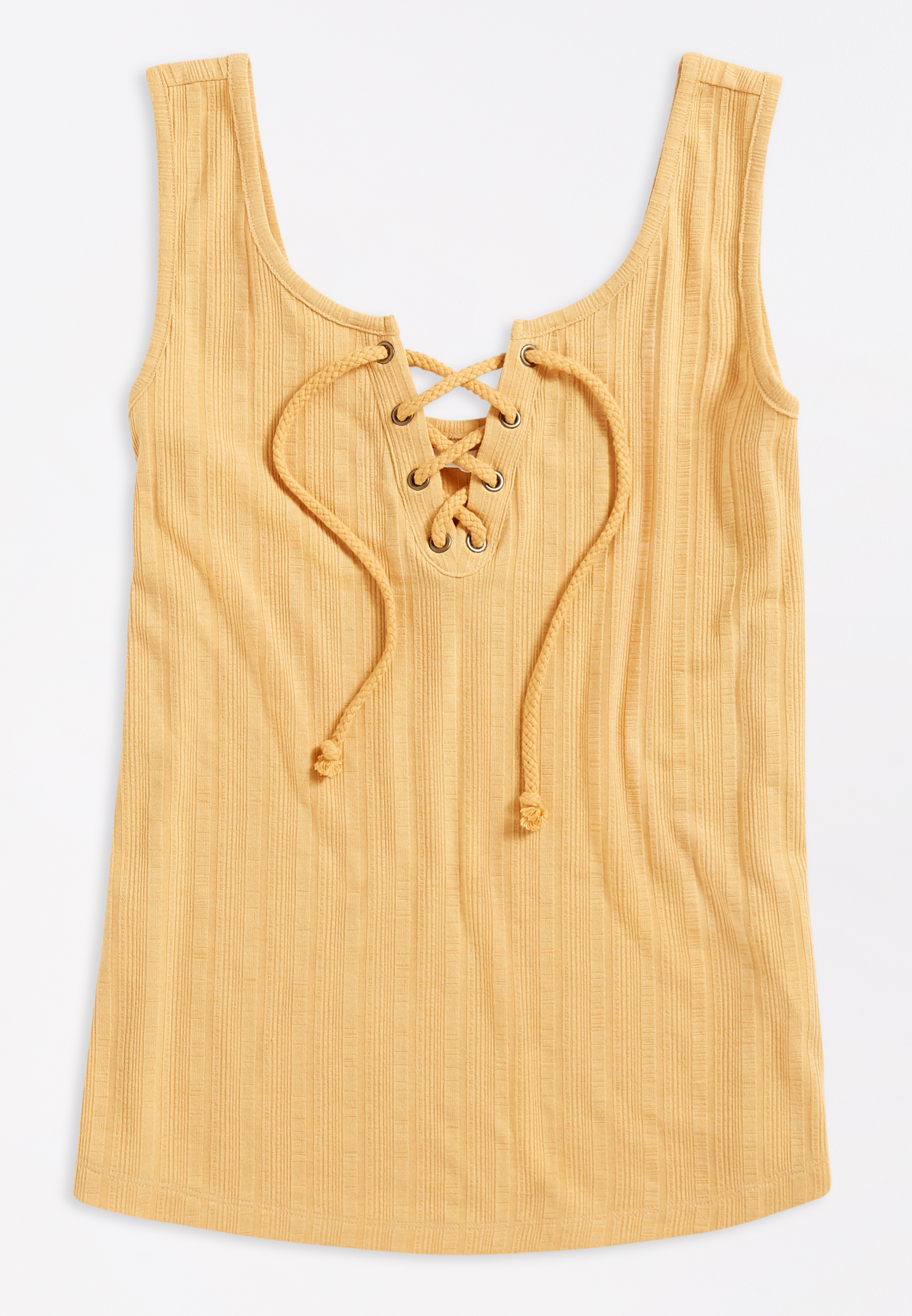 Plus Size Solid Lace Up Ribbed Tank Top maurices