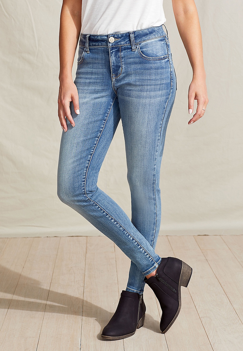 Buy online Mid Waist Denim Jegging from Jeans & jeggings for Women