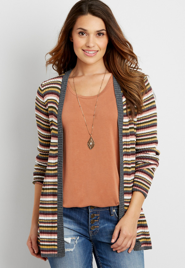 ribbed multicolor striped cardigan | maurices