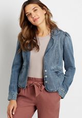 Medium Peplum Denim Blazer, C3337, small