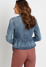 Medium Peplum Denim Blazer, C3337, small