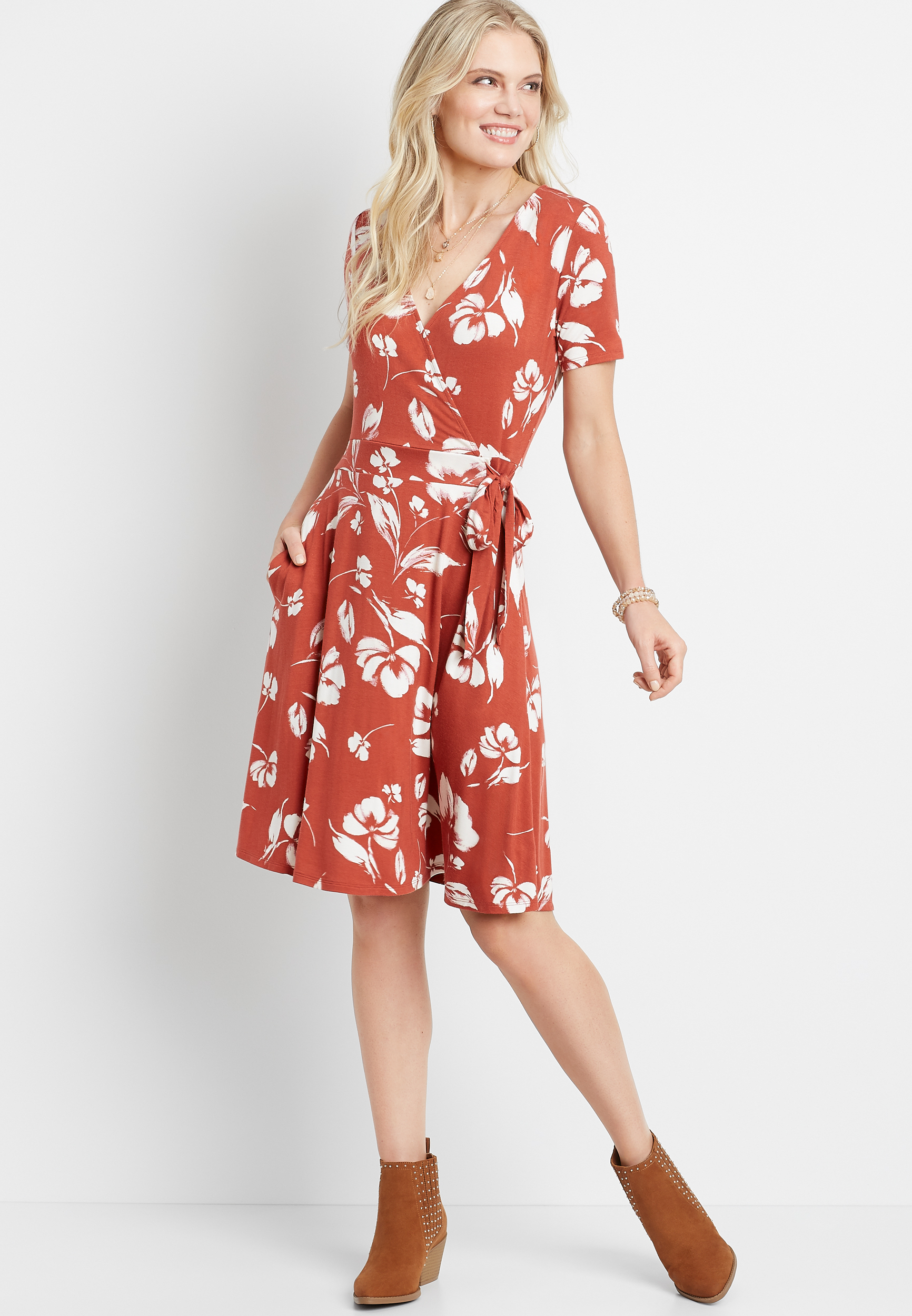 Floral Wrap Mini Dress | maurices