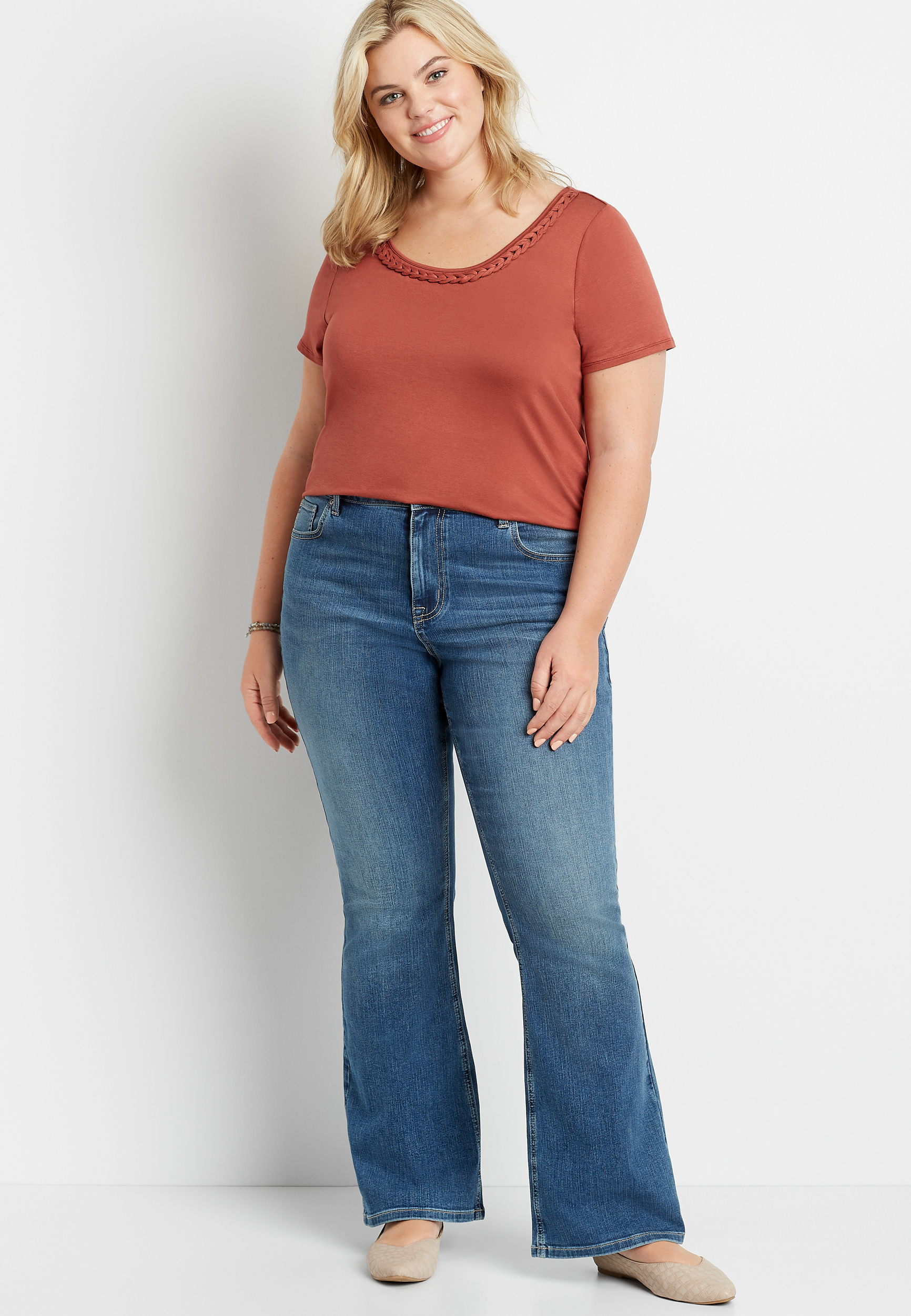 plus size high waisted flare jeans