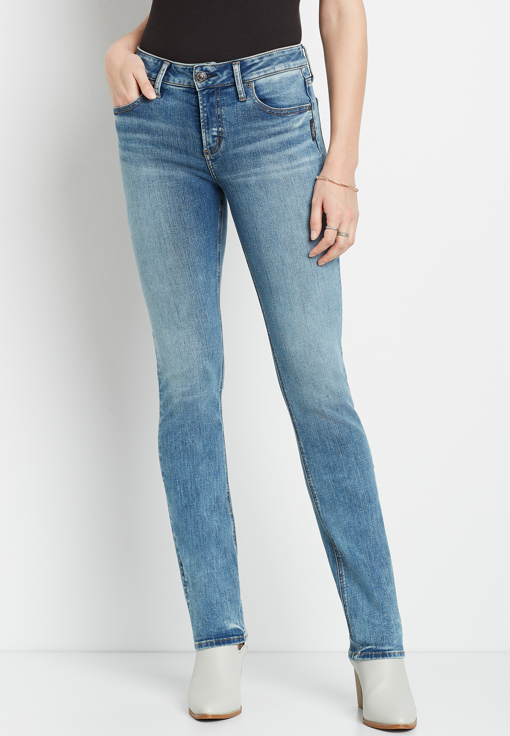 Silver Jeans Avery High Rise Medium Straight Leg Jean maurices