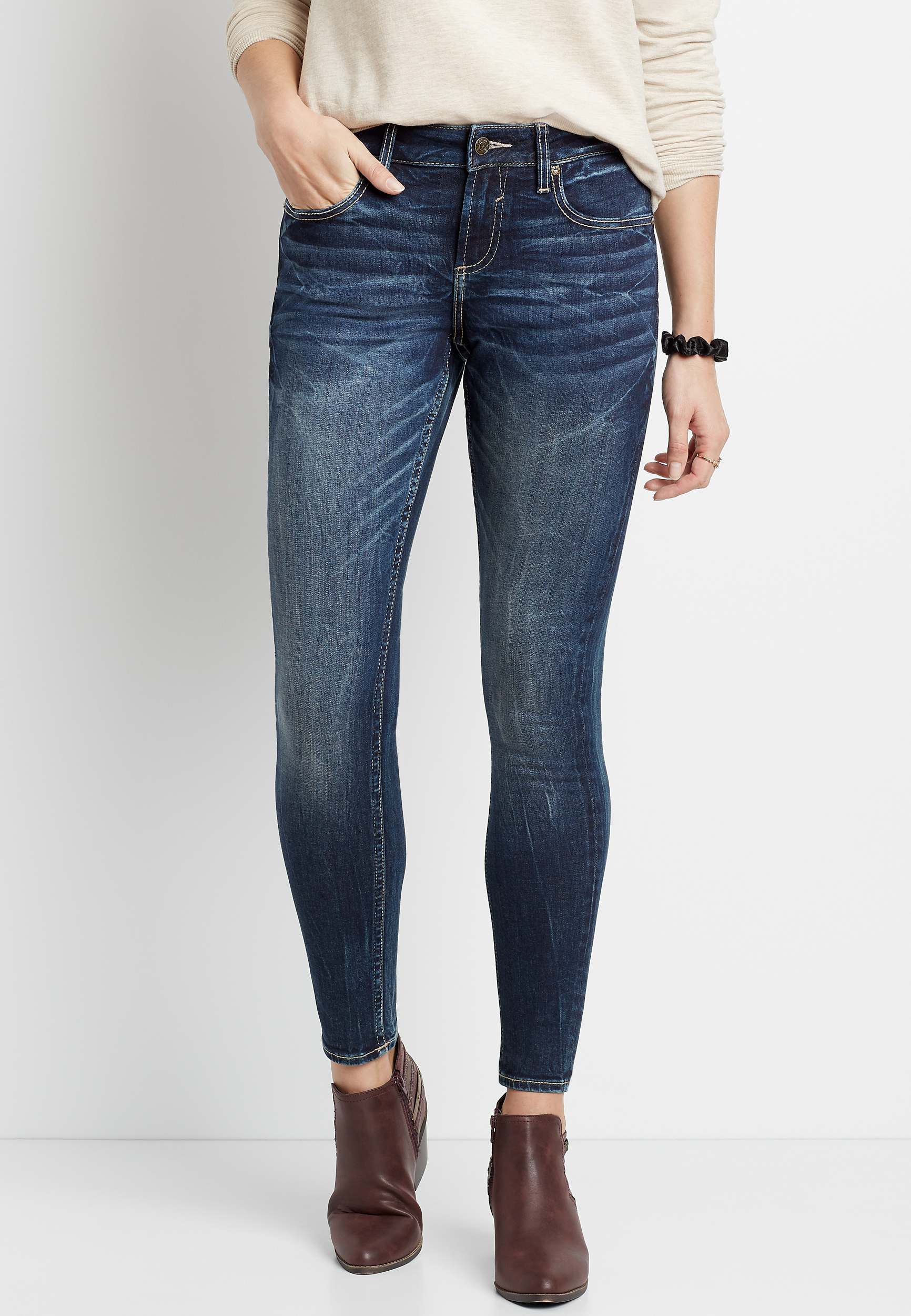 Image of Vigoss® Womens Dark Wash Skinny Jeans Blue - Maurices