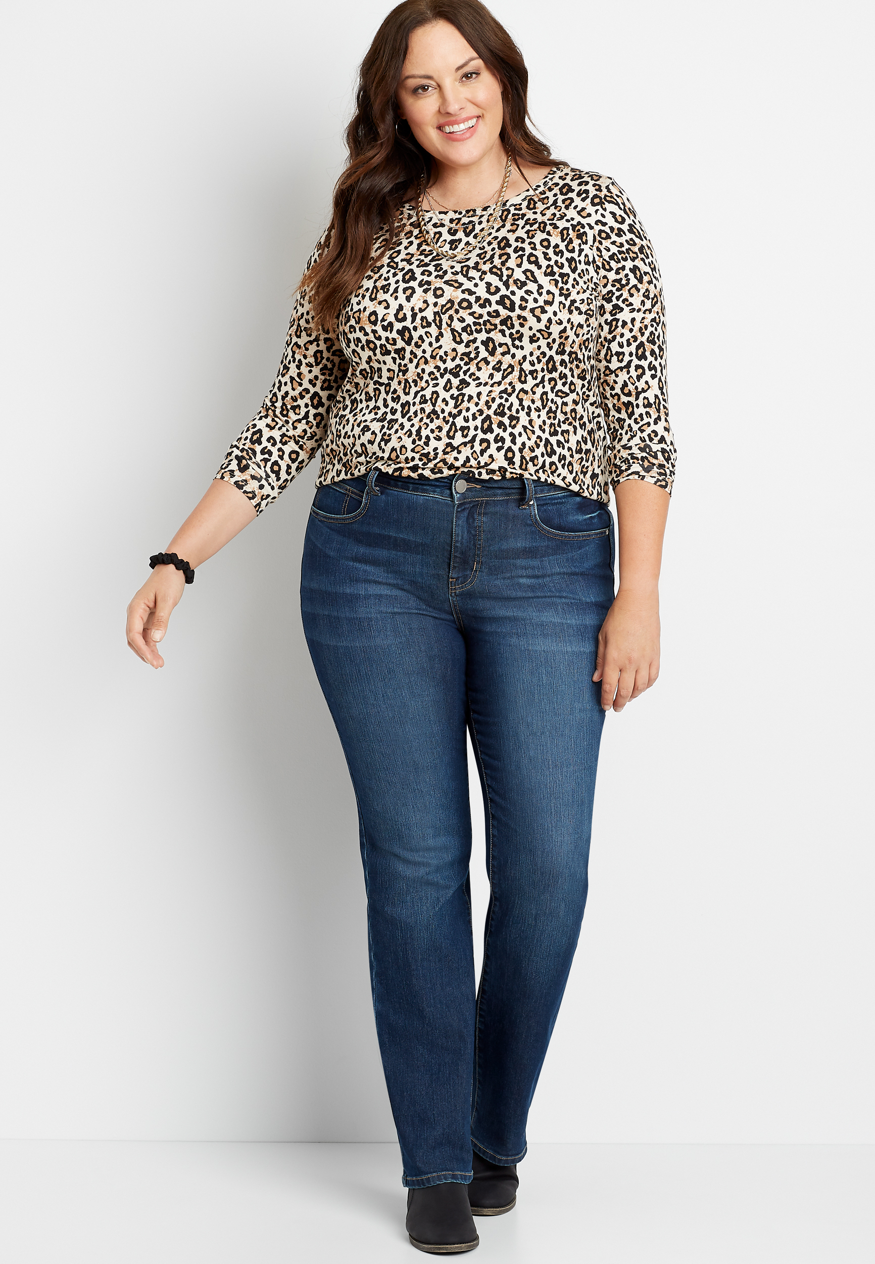 Plus Size Everflex™ High Rise Dark Wash Baby Bootcut Jean - alternate image