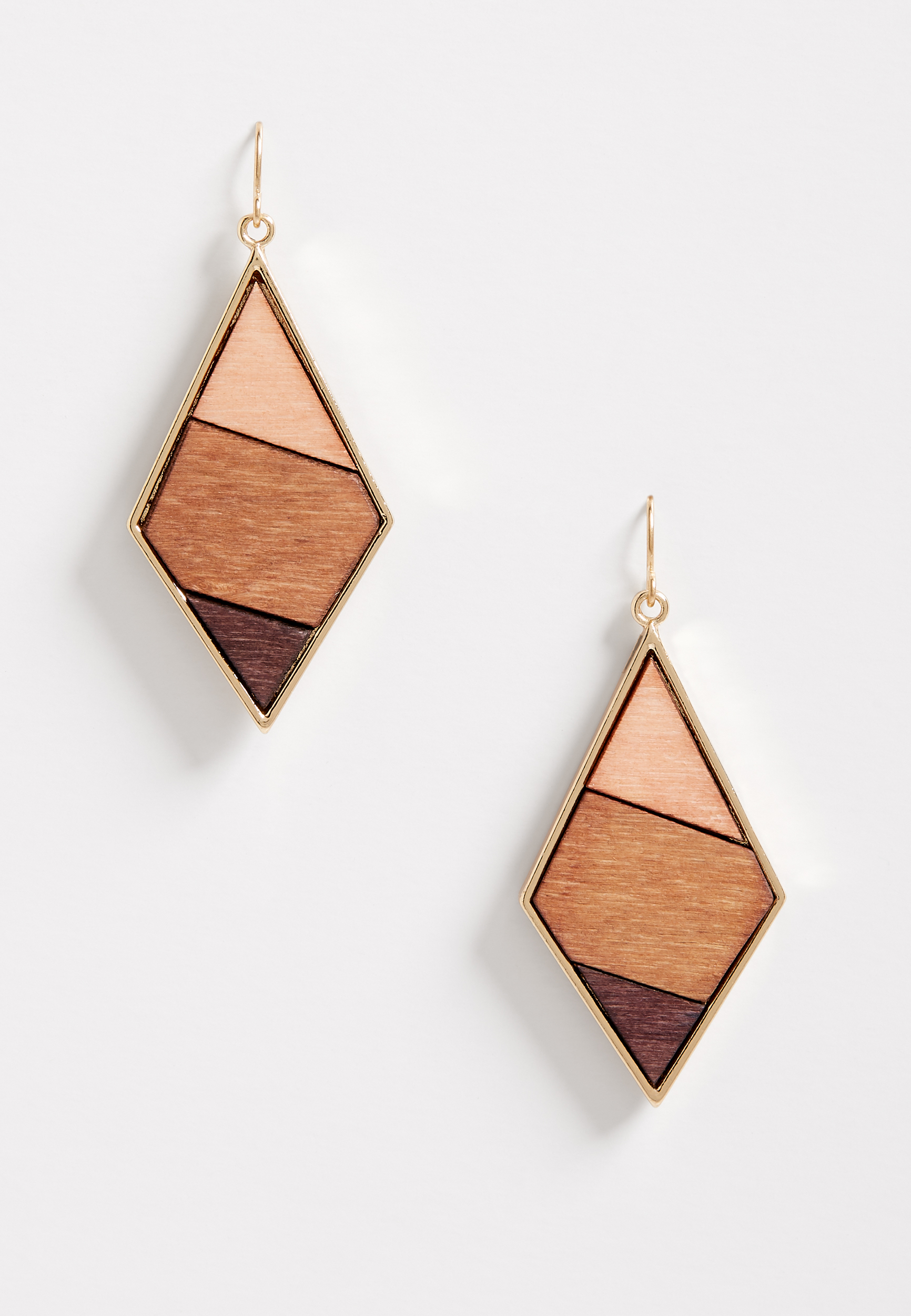 Wooden Diamond Shape Drop Earrings | maurices