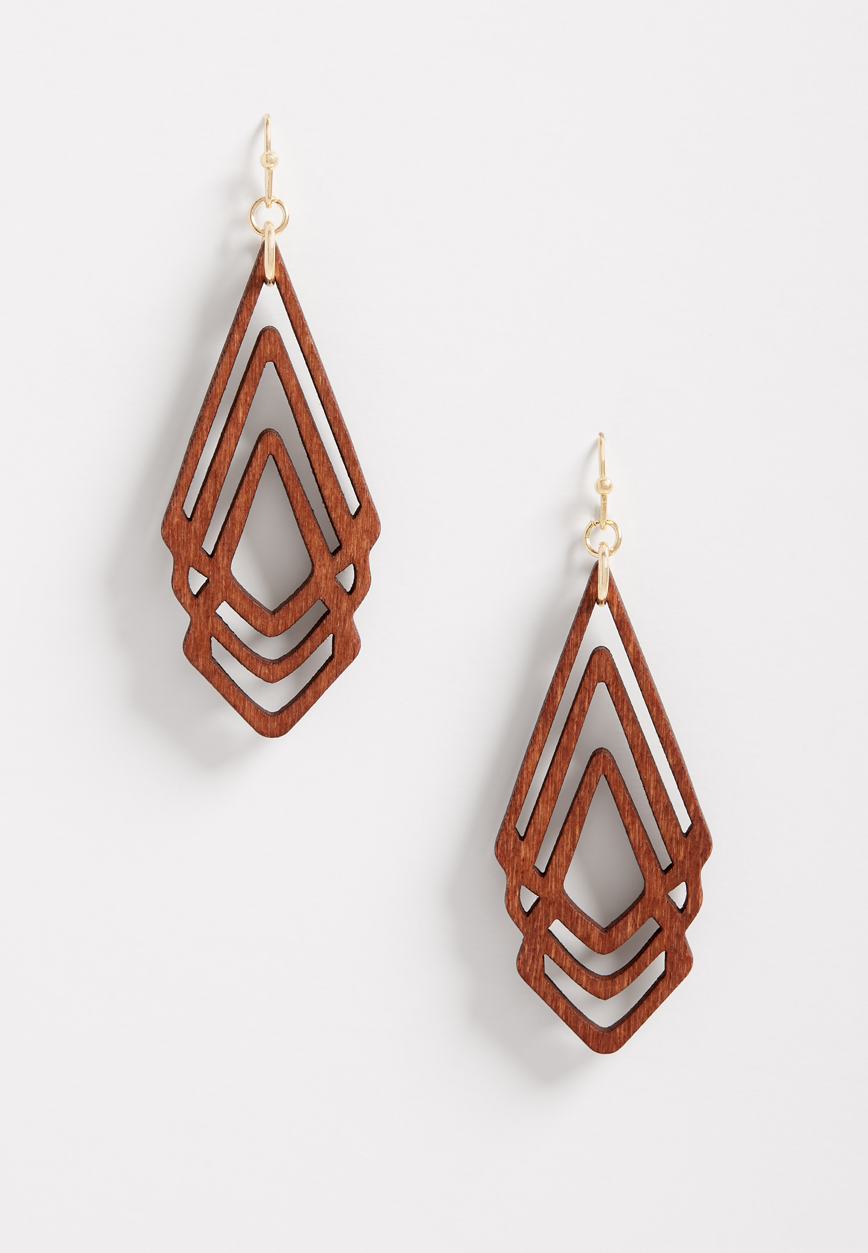 Triange Wood Overlay Drop Earrings | maurices