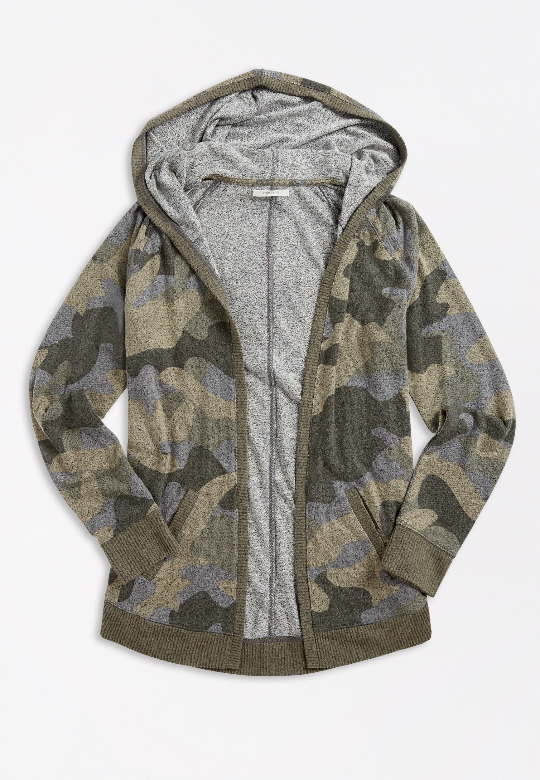 Camo Cardigan with Hoodie
