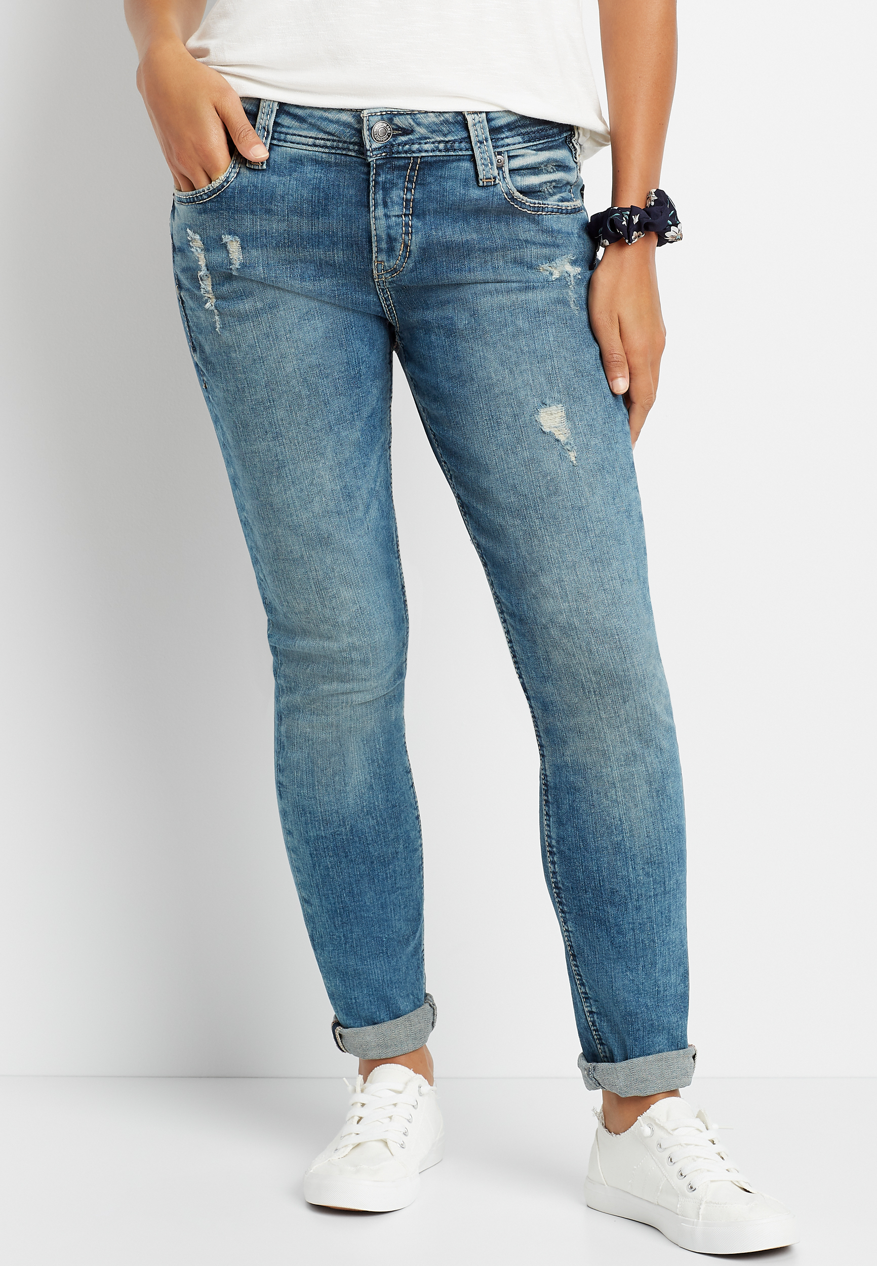 stretch girlfriend jeans