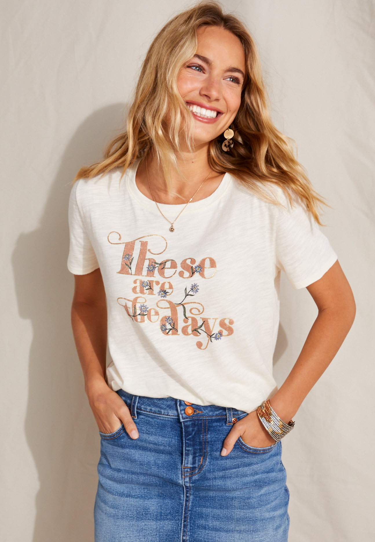 Floral These Are The Days Graphic Tee | maurices