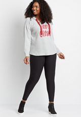 Plus Size Black High Rise Ultra Soft Legging, C6652, small