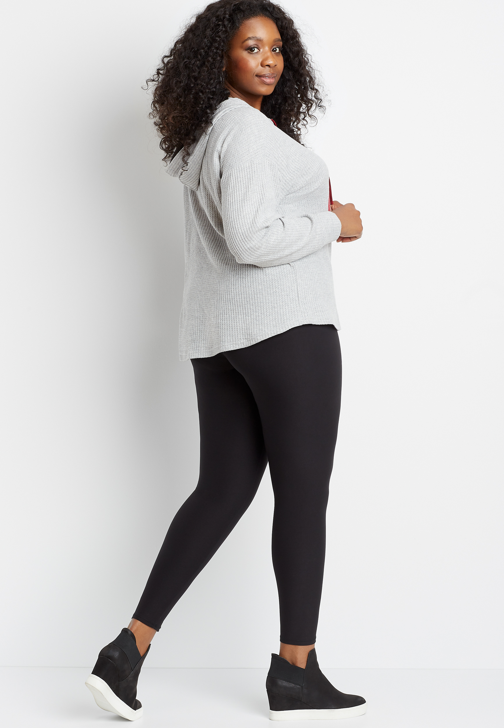 Plus Size Black High Rise Ultra Soft Legging, C6652, large