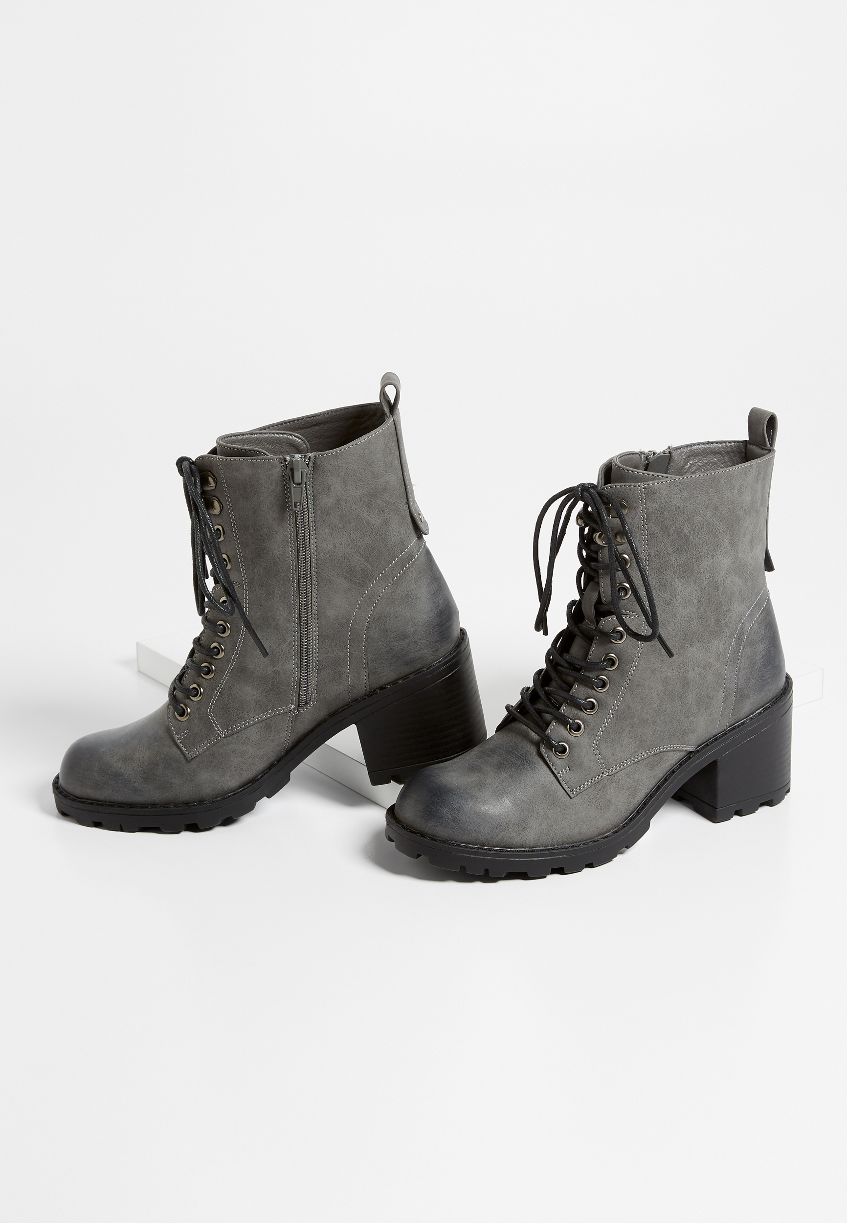 Cece Gray Lace-Up Combat Boot | maurices